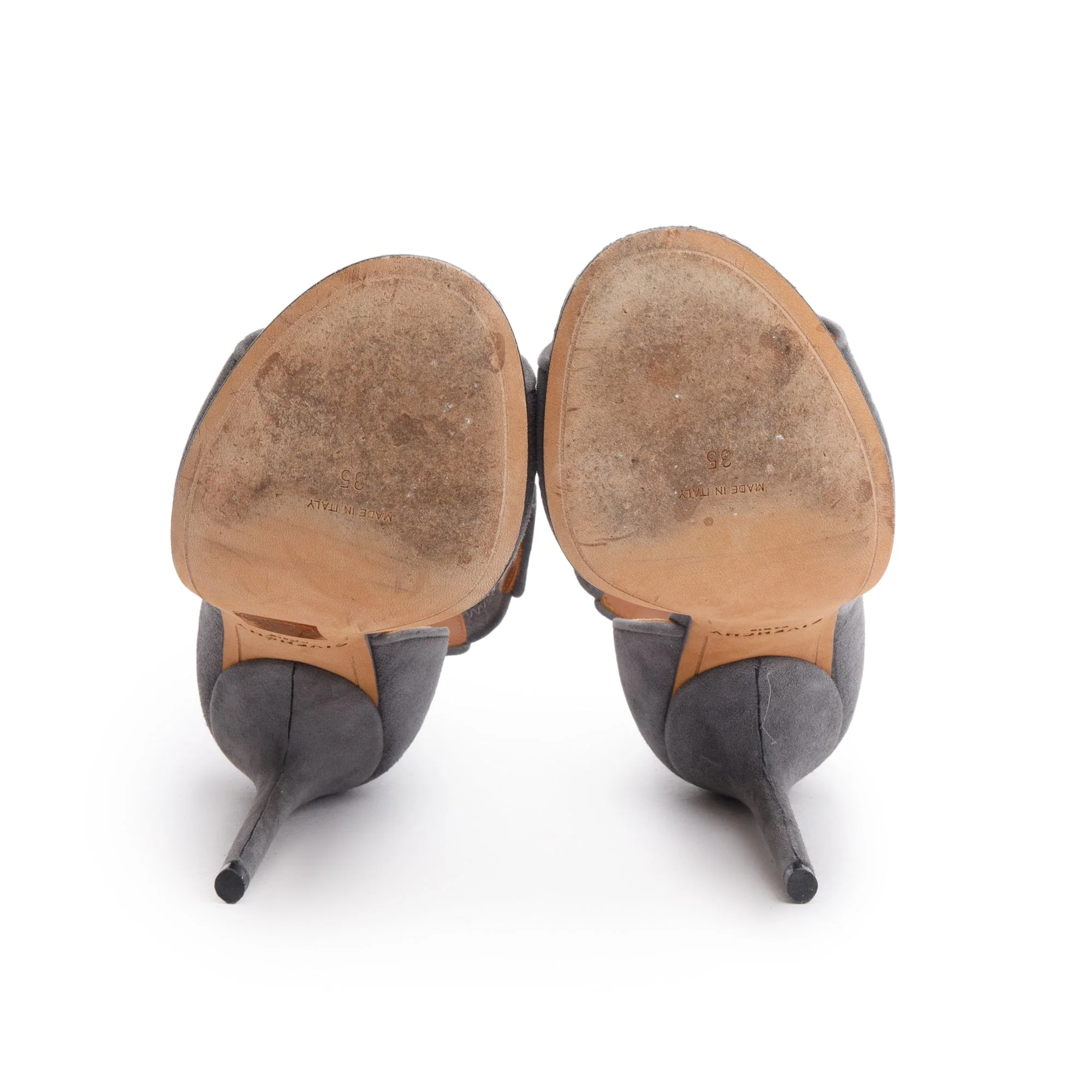 Givenchy Grey Suede Shark Lock Ankle Strap Pumps, Size 35 - Image 5
