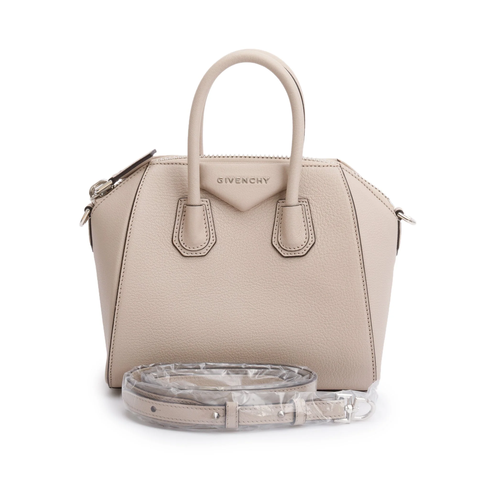 Givenchy Neutral Calfskin Leather Mini Antigona Bag w/ Strap