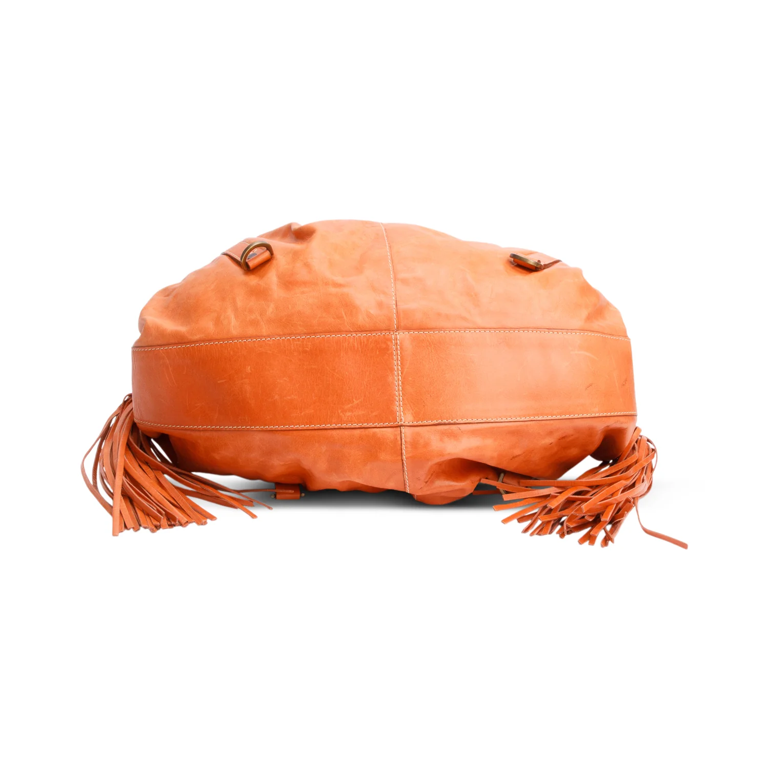 Givenchy Orange Calfskin Leather Tassel Drawstring Medium Pumpkin Hobo Bag w/ Pouch - Image 6