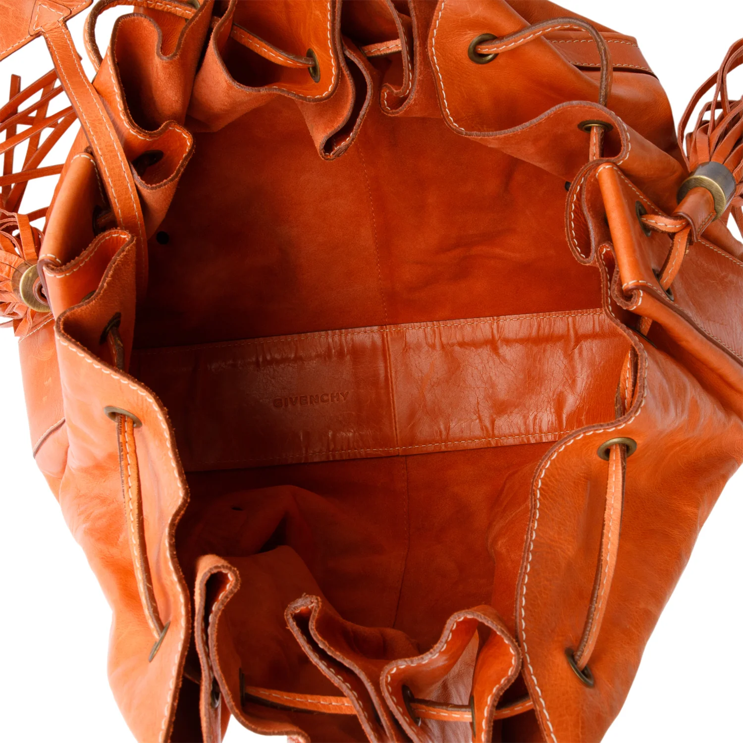 Givenchy Orange Calfskin Leather Tassel Drawstring Medium Pumpkin Hobo Bag w/ Pouch - Image 7