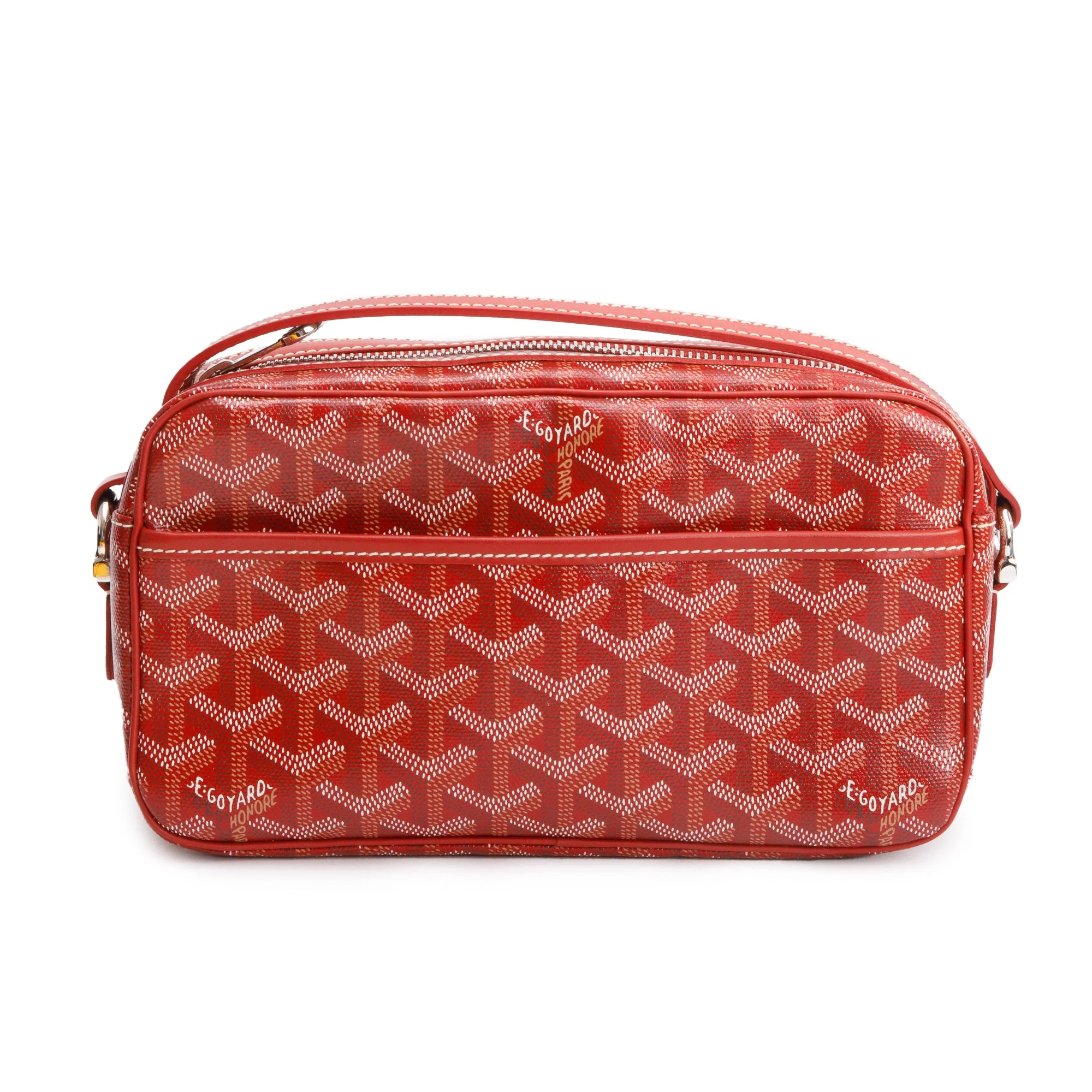Goyard 2020 Red Leather & Monogram Canvas Sac Cap Vert Crossbody Bag - Image 2