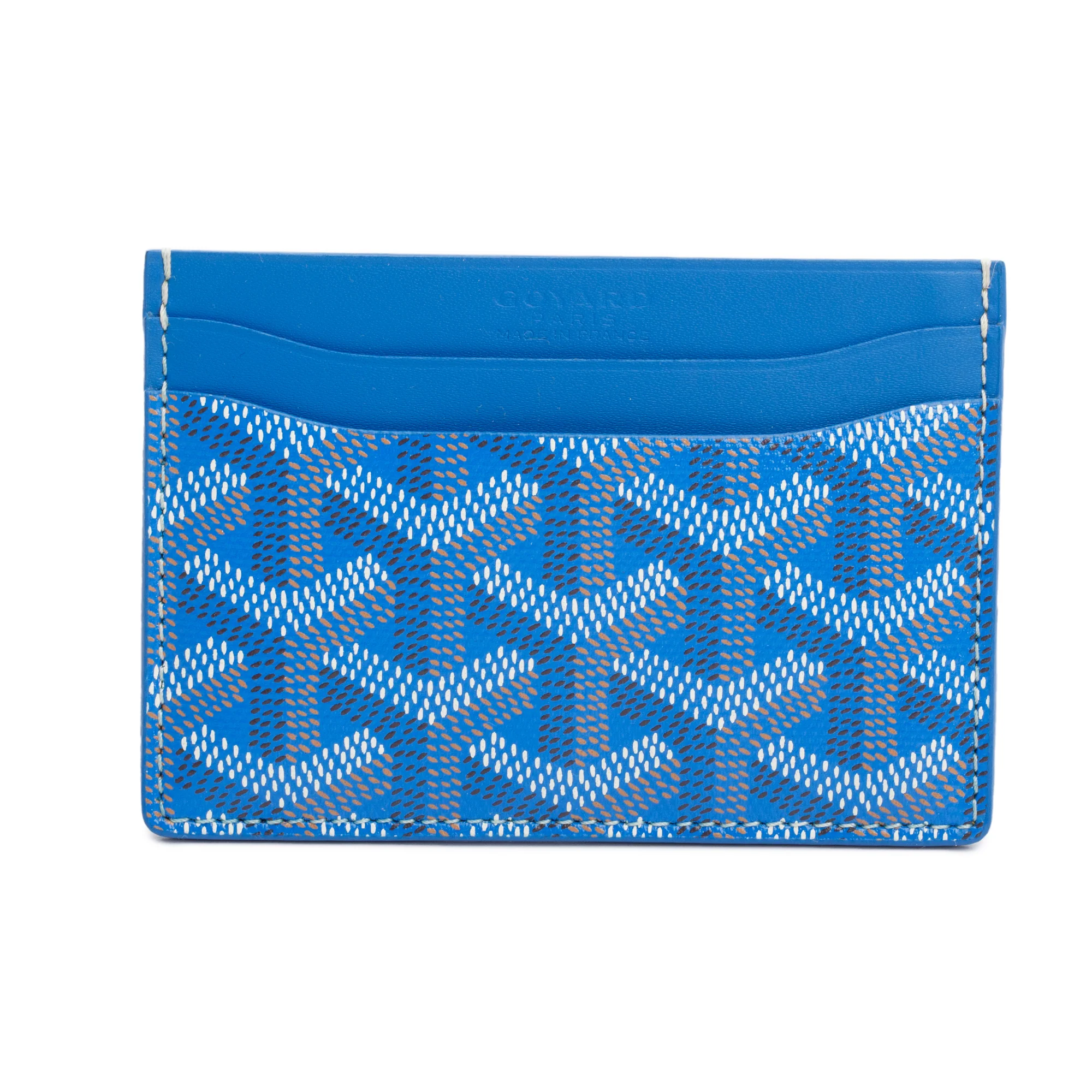 Goyard 2023 Blue Leather & Coated Canvas Saint Sulpice Card Holder w/ Box - Image 4