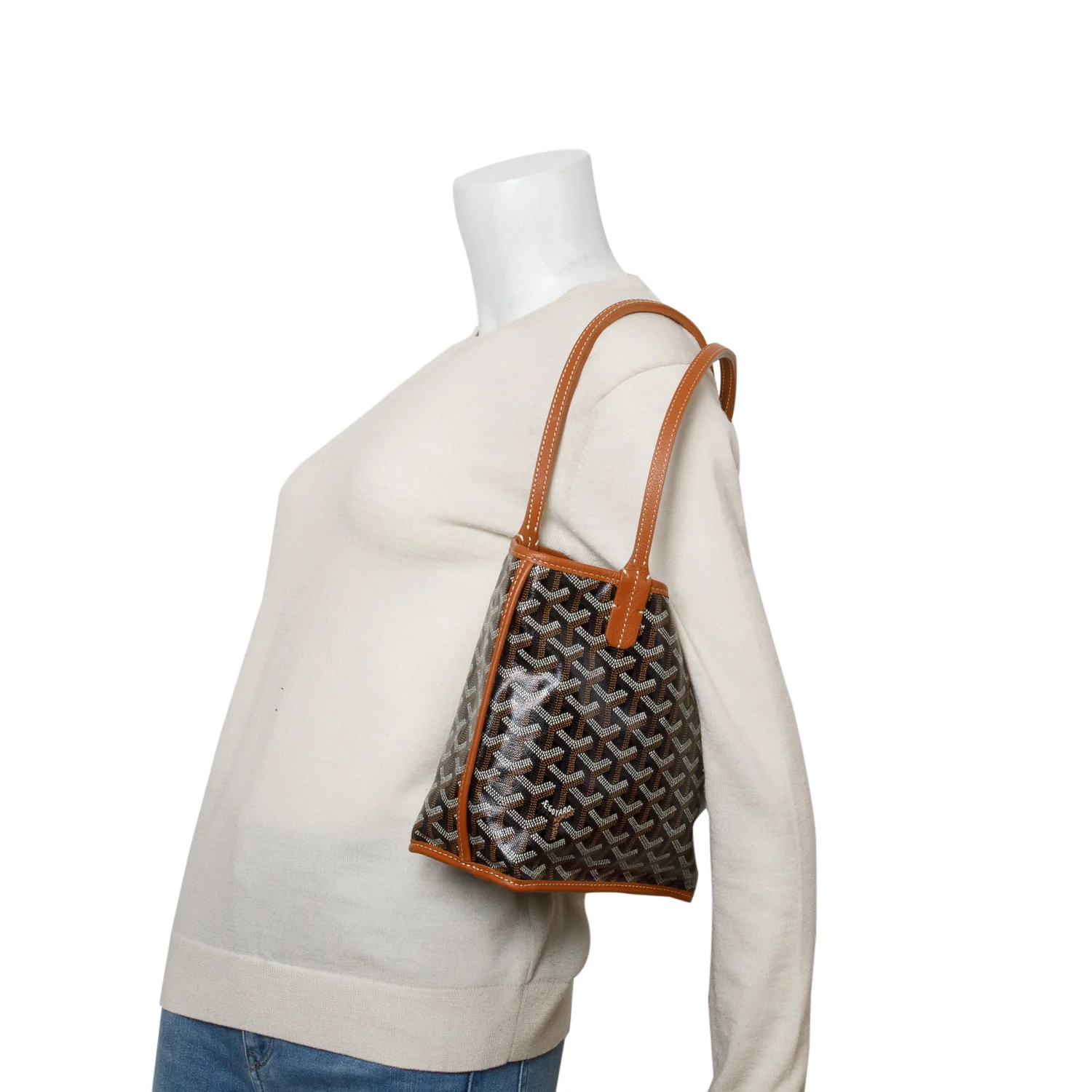 Goyard 2024 Brown Goyardine Reversible Mini Anjou w/ Pouch - Image 2