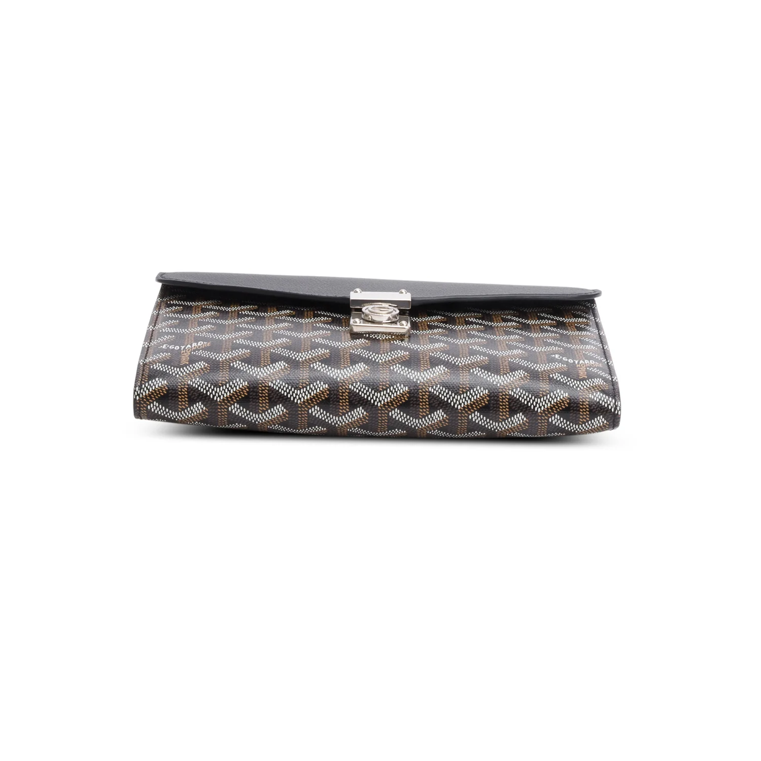 Goyard 2025 Black Goyardine Calfskin Chypre Wallet Pouch w/ Box, Strap & Receipt - Image 7