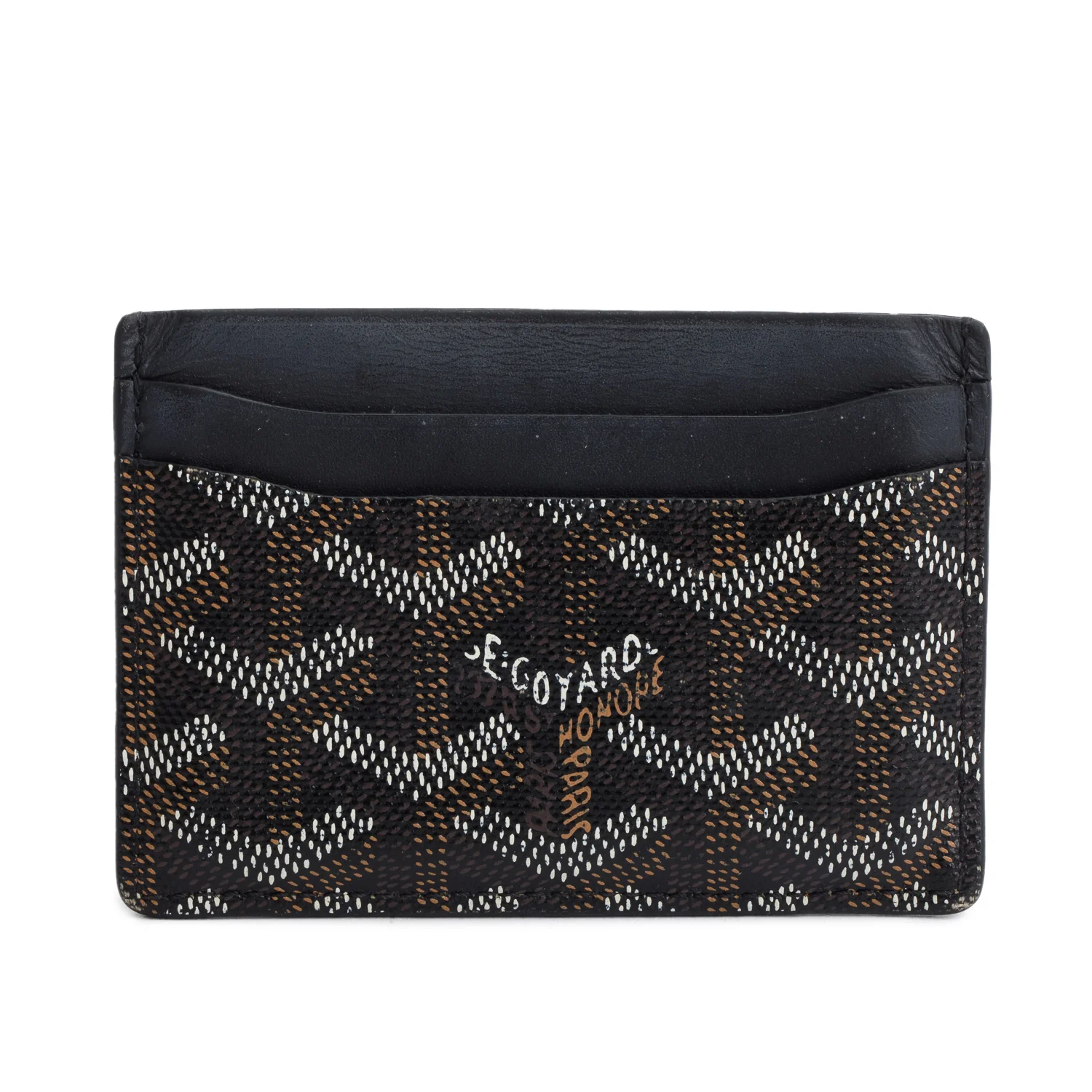 Goyard Black Leather & Coated Canvas Saint Sulpice Card Holder