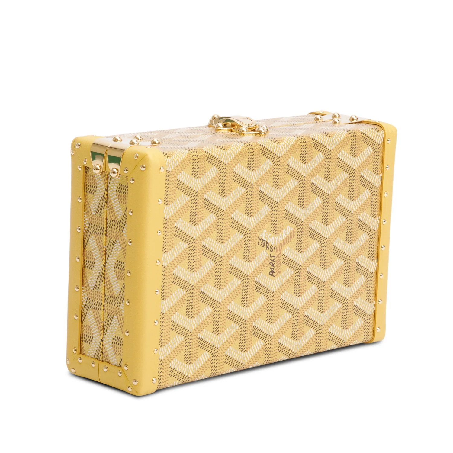Goyard Gold Leather & Monogram Canvas Minaudiere Crossbody Bag  w/ Box - Image 7