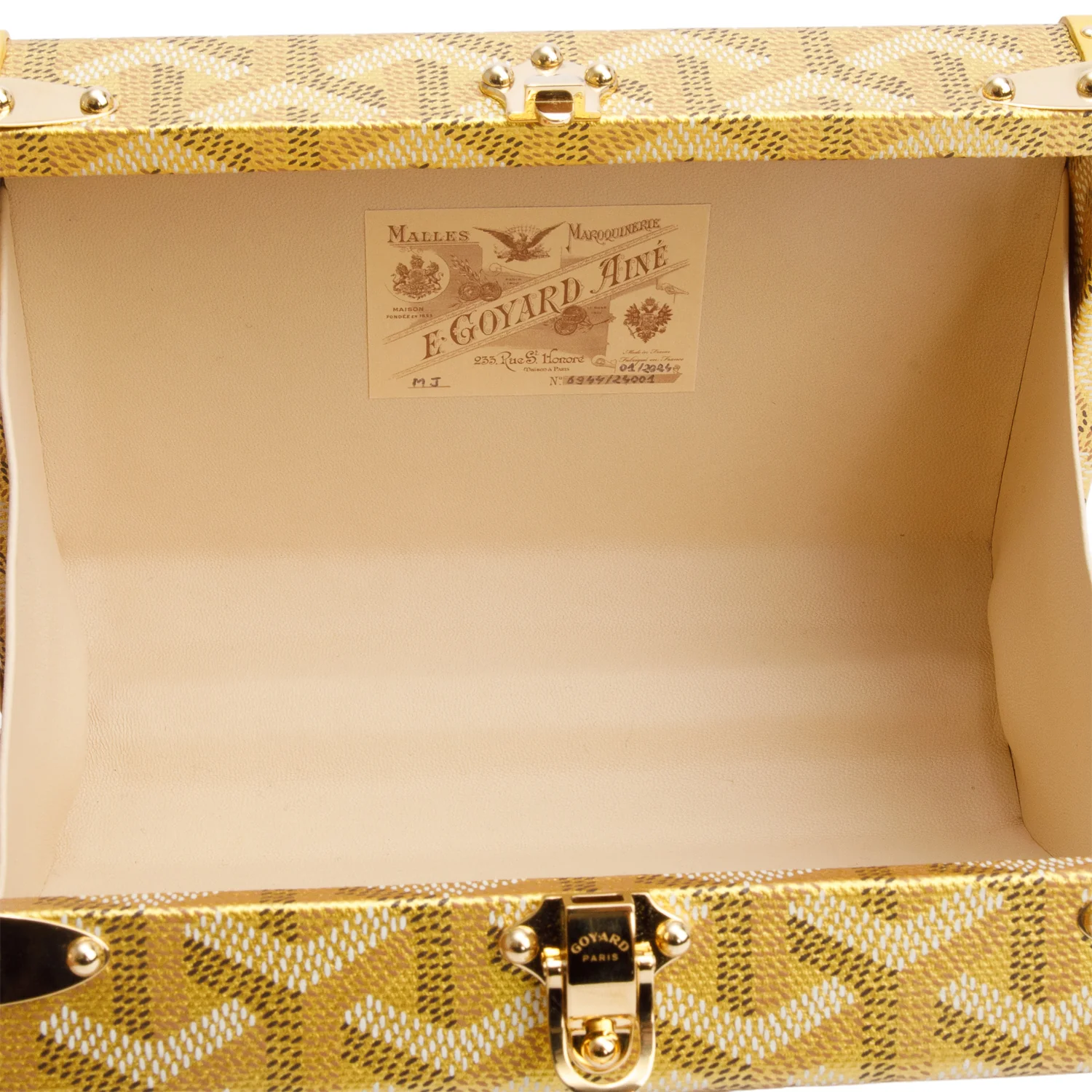Goyard Gold Leather & Monogram Canvas Minaudiere Crossbody Bag  w/ Box - Image 9