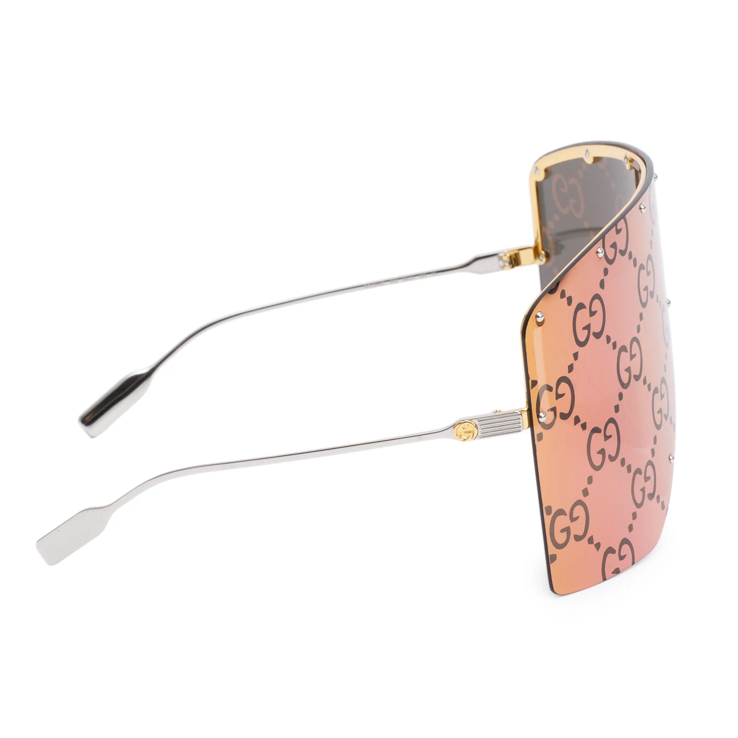 Gucci 1244S Purple Monogram GG Shield Sunglasses w/ Case - Image 3
