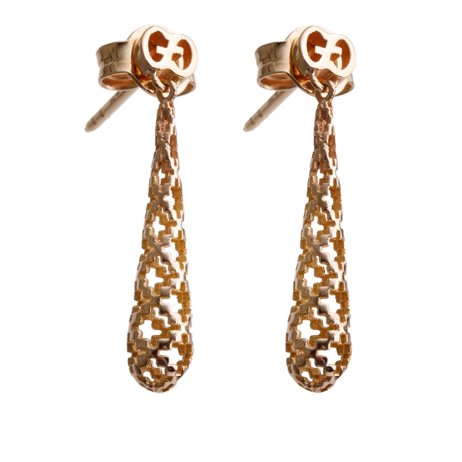 Gucci 18k Rose Gold Diamantissima Small Drop Earrings - Image 2