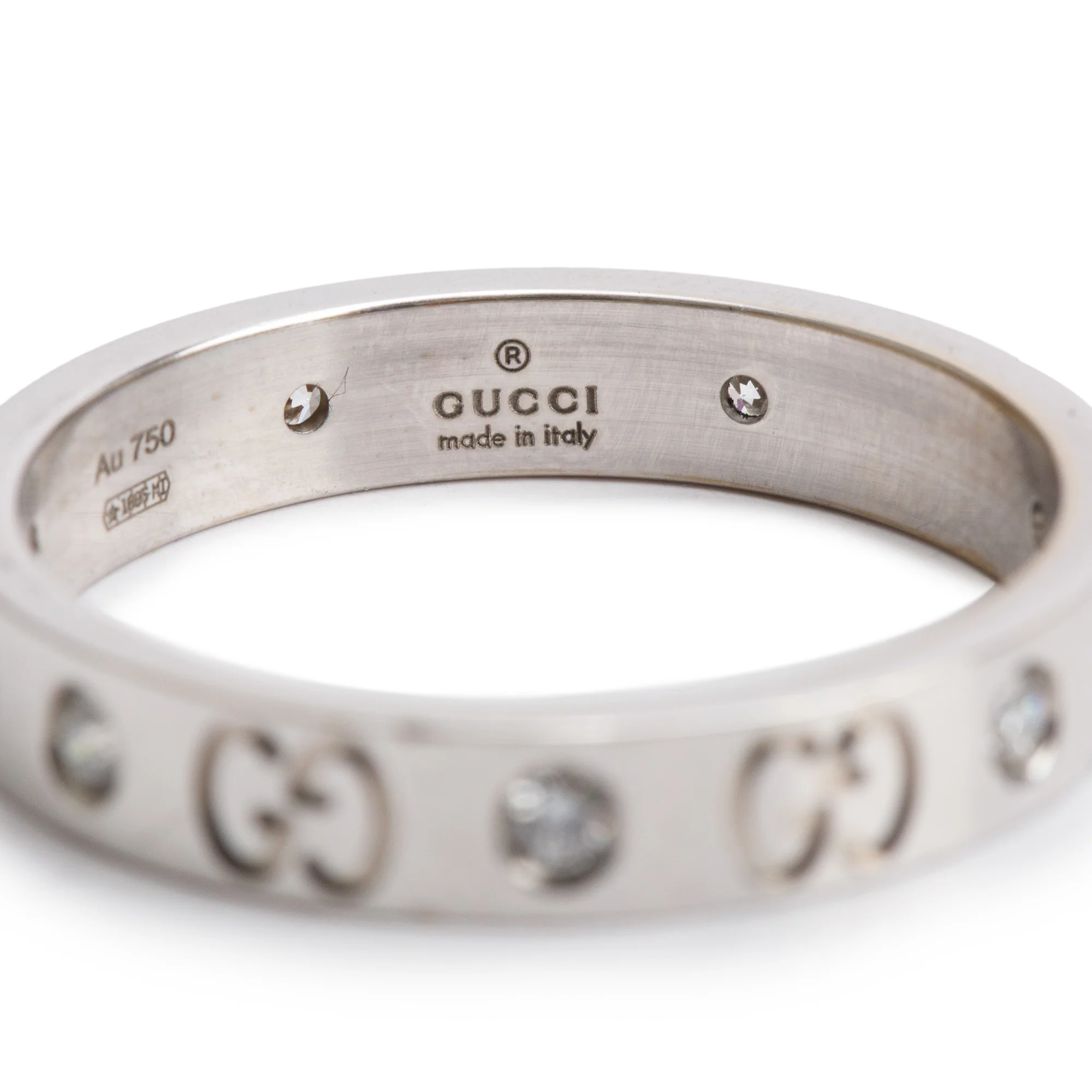 Gucci 18k White Gold Diamond Icon Ring, Size 22 10 w/ Box - Image 5