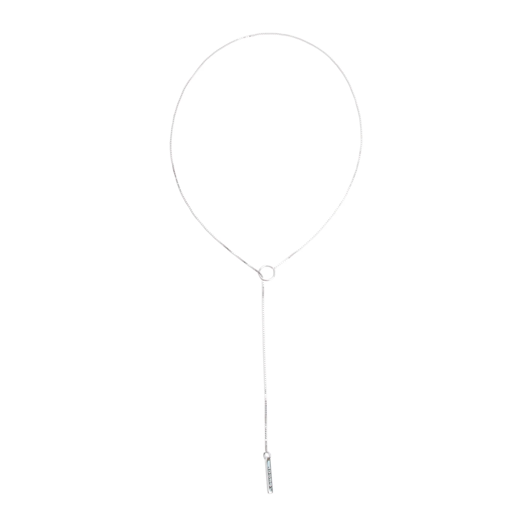 Gucci 18k White Gold Logo Lariat Necklace