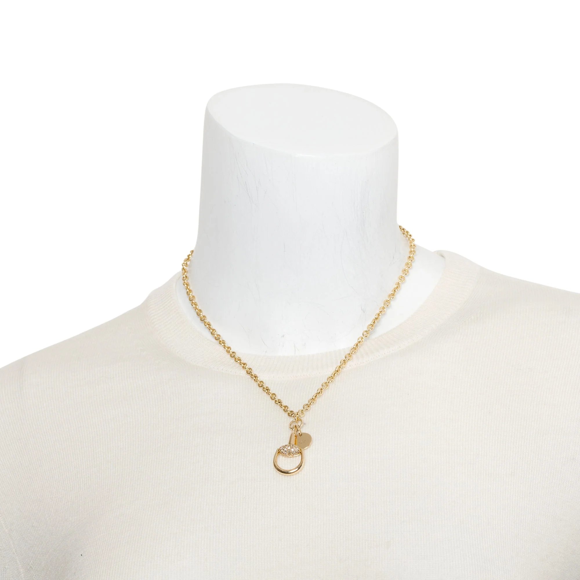 Gucci 18k Yellow Gold Diamond Horsebit Pendant Necklace - Image 2