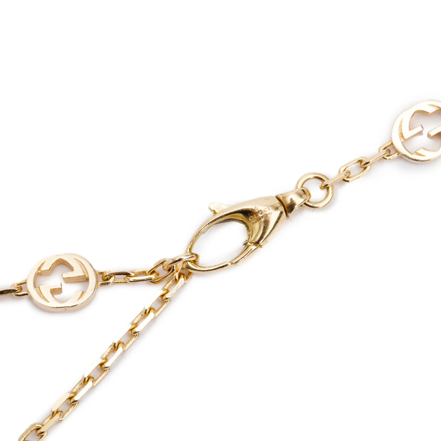 Gucci 18k Yellow Gold Interlocking G Station Necklace w/ Box & Receipt - Image 3