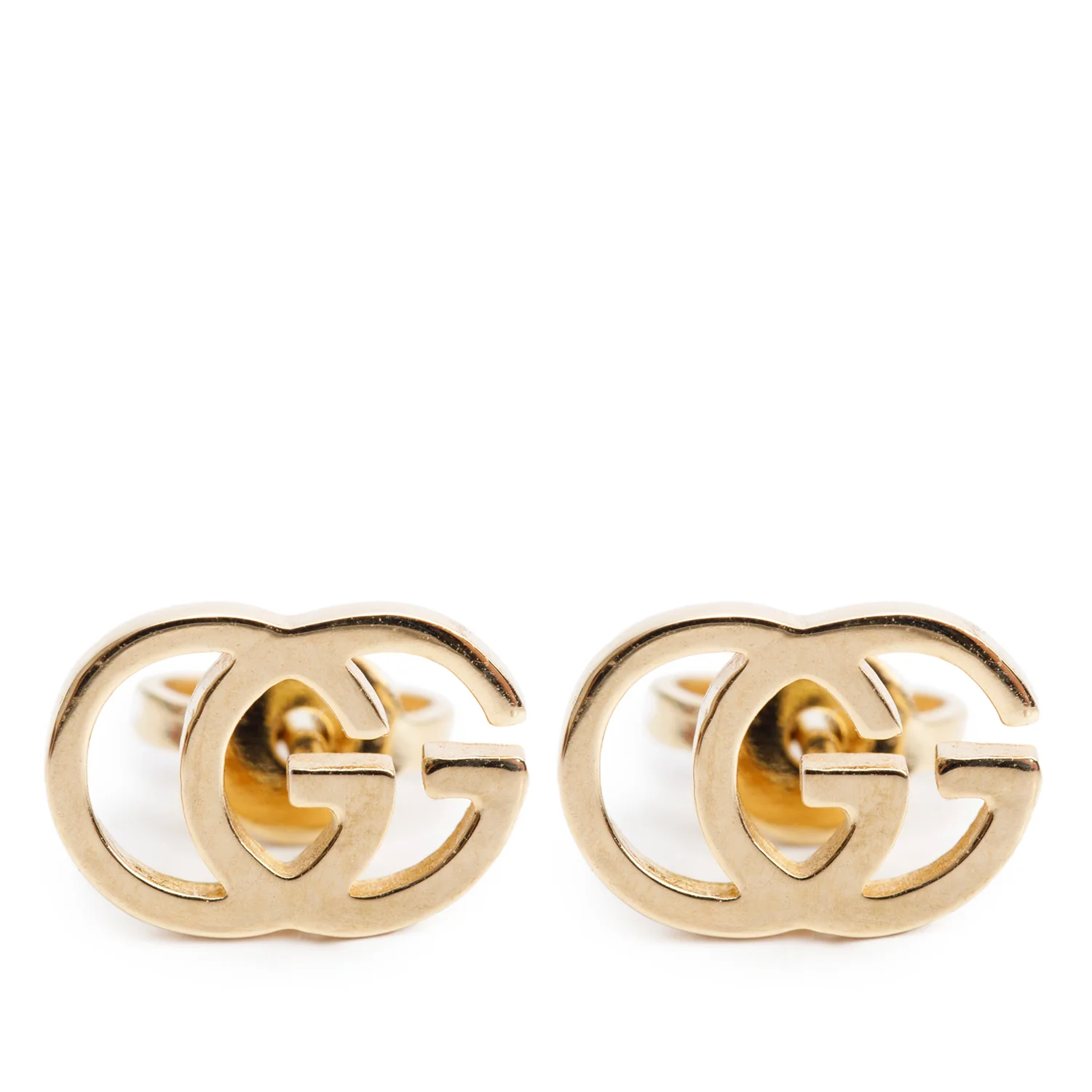 Gucci 18k Yellow Gold Interlocking G Tissue Stud Earrings w/ Box & Receipt