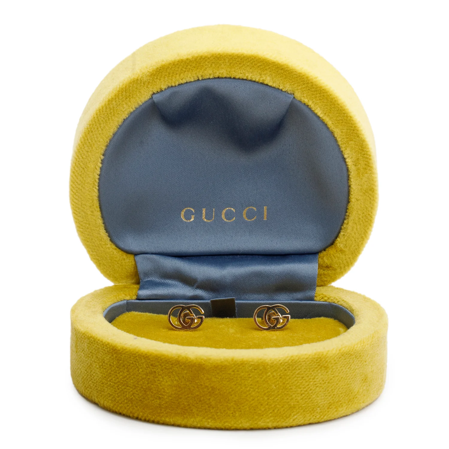 Gucci 18k Yellow Gold Interlocking G Tissue Stud Earrings w/ Box & Receipt - Image 2
