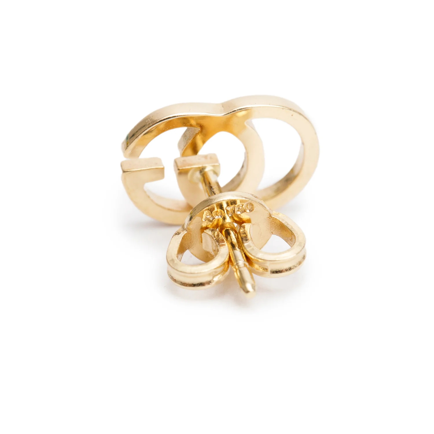 Gucci 18k Yellow Gold Interlocking G Tissue Stud Earrings w/ Box & Receipt - Image 4