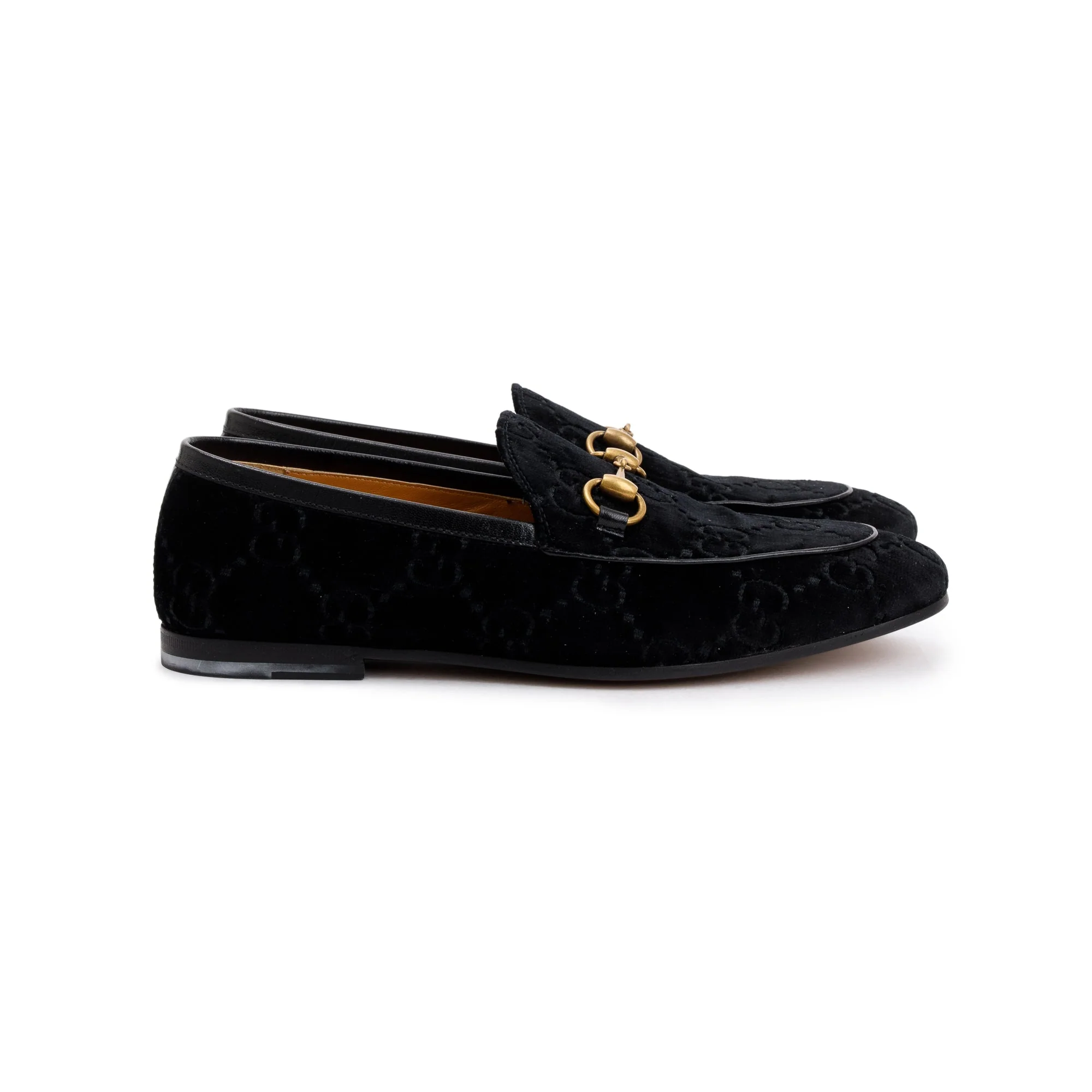 Gucci 2020 Black GG Velvet Jordaan Horsebit Accent Loafers, Size 6.5 w/ Box & Receipt - Image 4