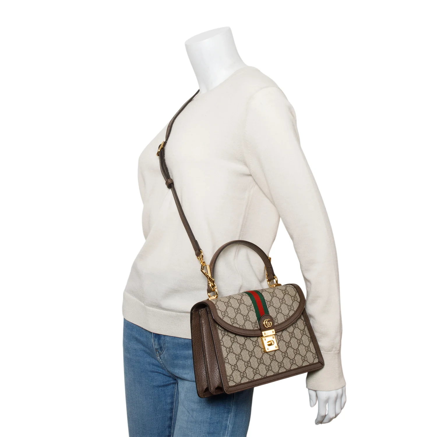 Gucci 2022 GG Supreme Ophidia Medium Top Handle Bag w/ Strap & Receipt - Image 2