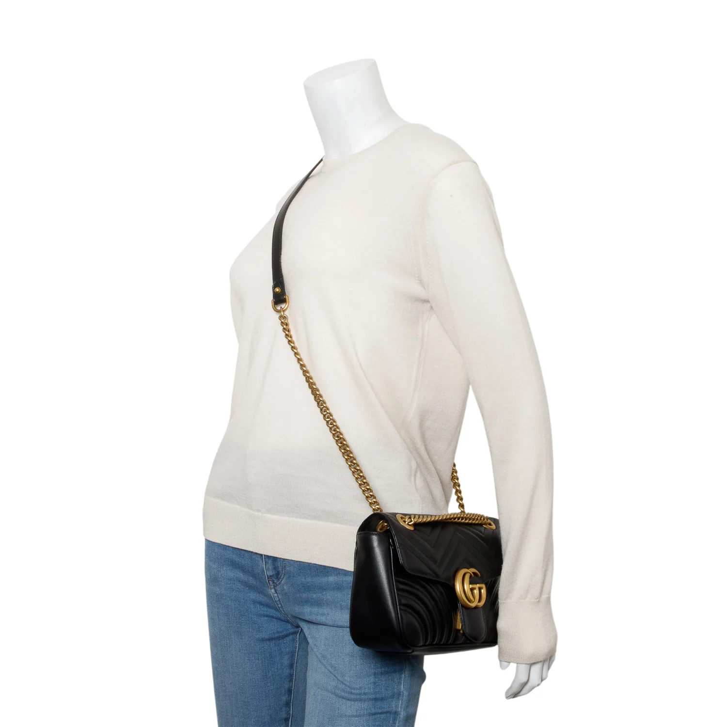 Gucci 2023 Black GG Marmont Matelasse Medium Shoulder Bag w/ Box & Receipt - Image 2