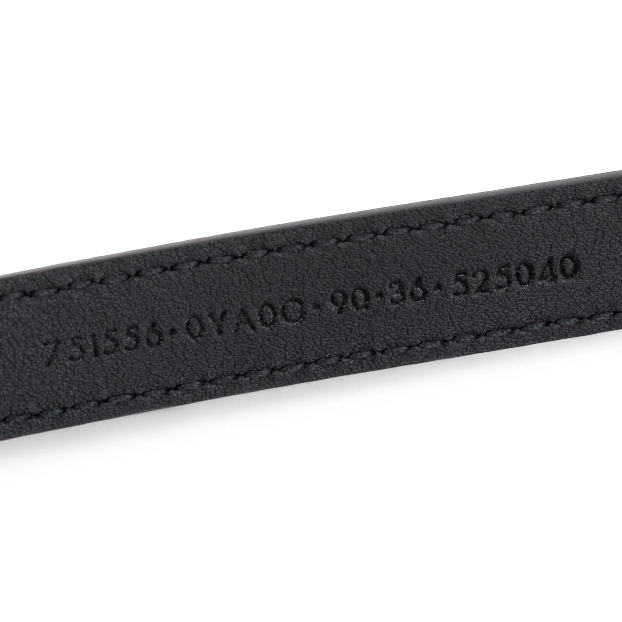 Gucci 2023 Black Leather Thin Belt with Interlocking G Buckle, 90 36 w/ Box & Receipt - Image 4