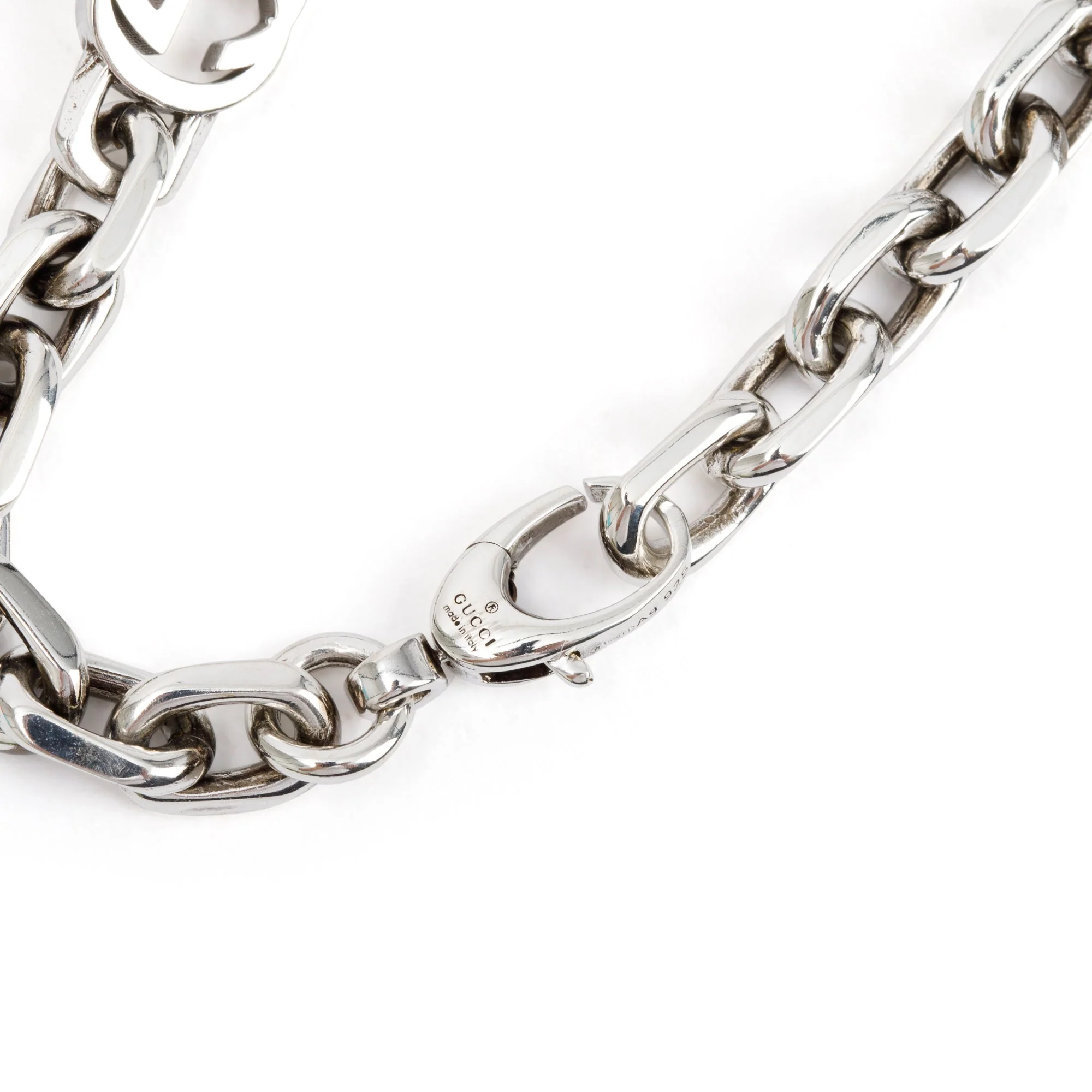 Gucci Aged Finished Sterling Silver Interlocking G Chain Bracelet w/ Box - Image 6