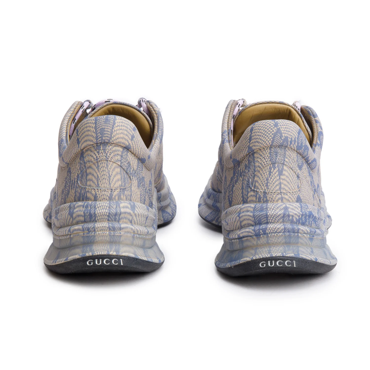 Gucci Beige/Blue GG Print Leather Ultralight Plume Running Sneakers, Size 38.5 w/ Box - Image 5