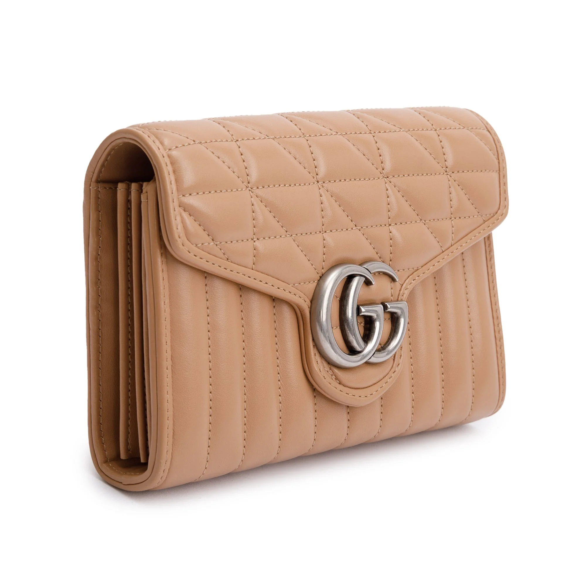 Gucci Beige Calfskin Leather GG Marmont Matelasse Mini Bag w/ Box - Image 5