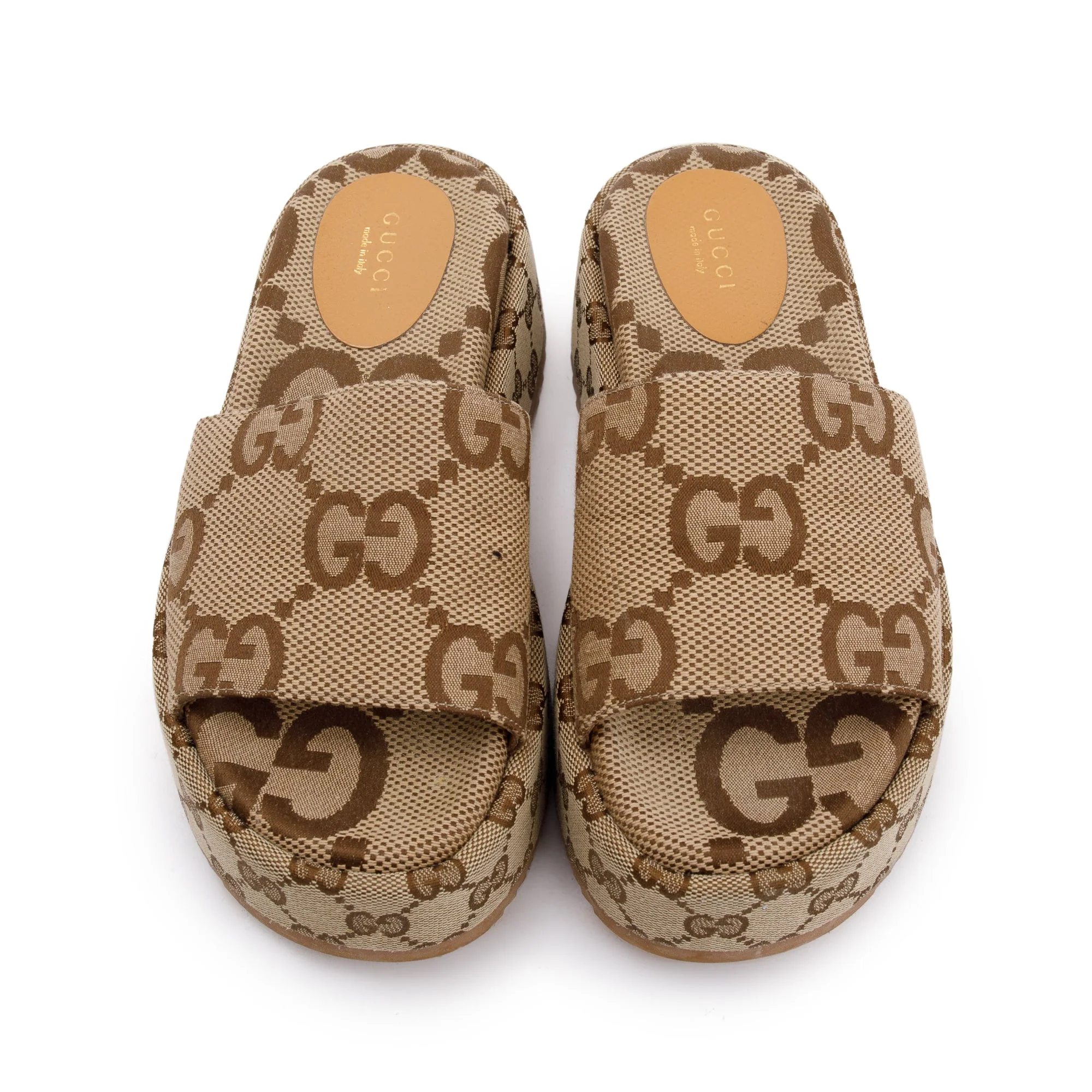Gucci Beige& Ebony Maxi GG Canvas Patform Slide Sandal, Size 36 w/ Box - Image 3