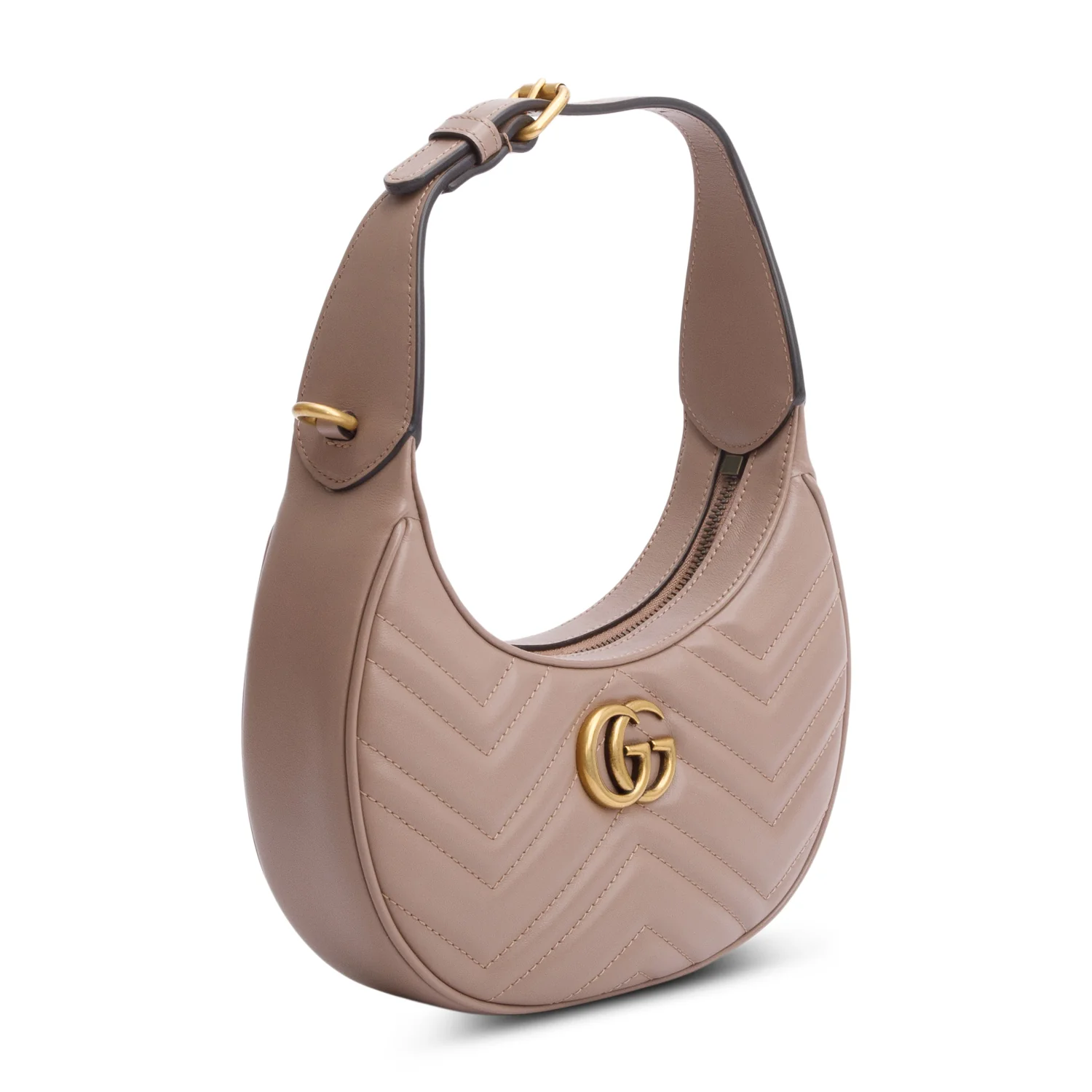 Gucci Beige GG Marmont Half-Moon Shaped Mini Bag w/ Strap & Box - Image 5