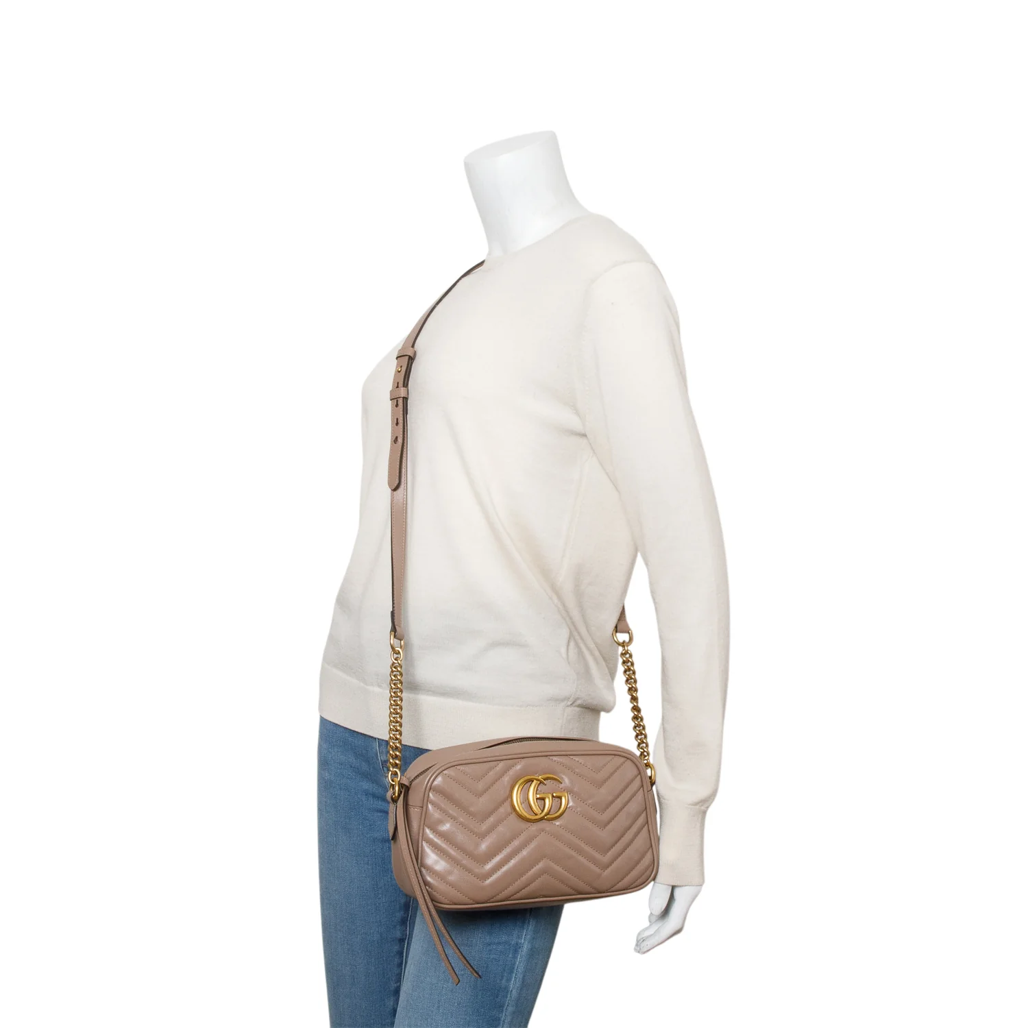 Gucci Beige GG Marmont Matelasse Small Camera Bag - Image 2