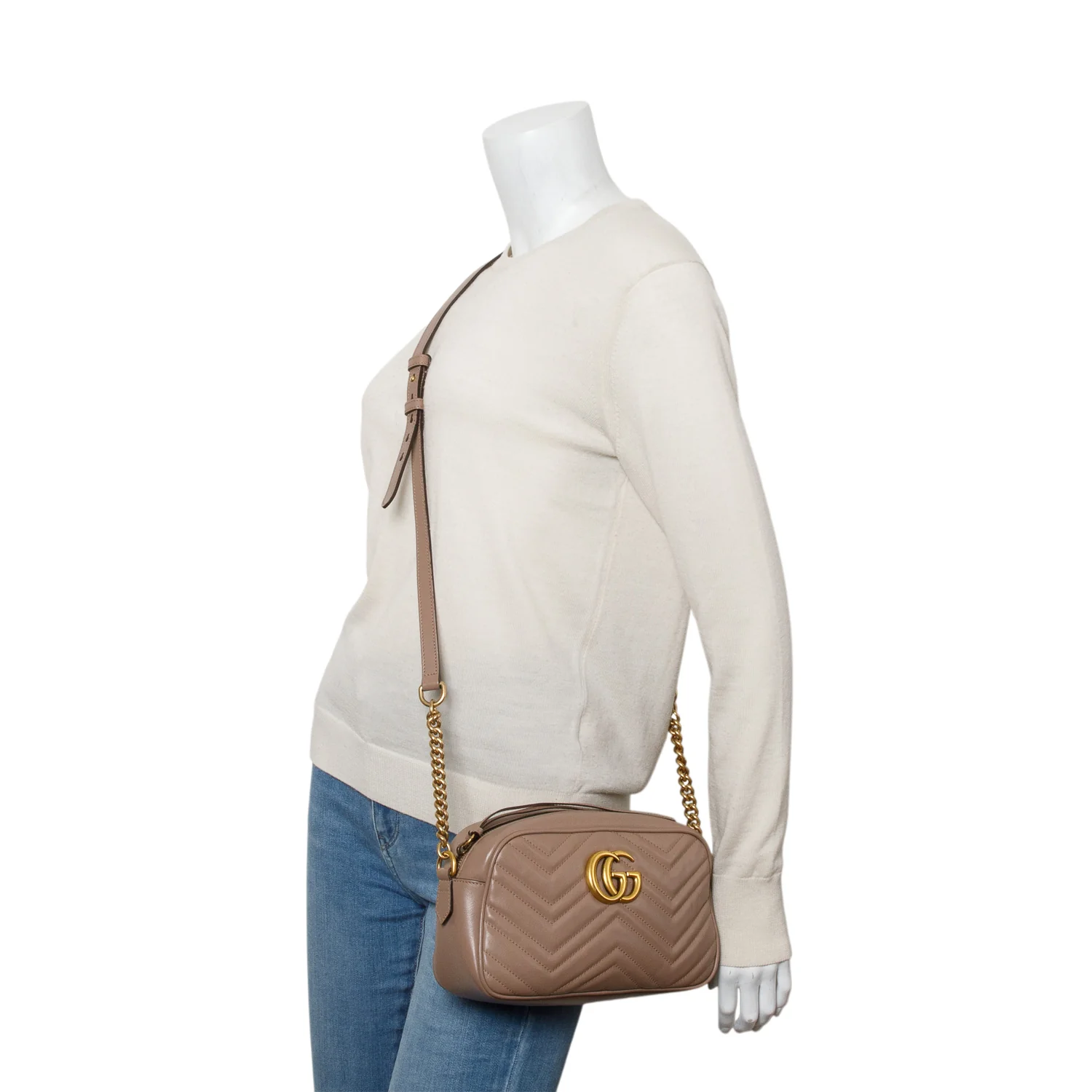 Gucci Beige GG Marmont Matelasse Small Camera Bag w/ Box - Image 2