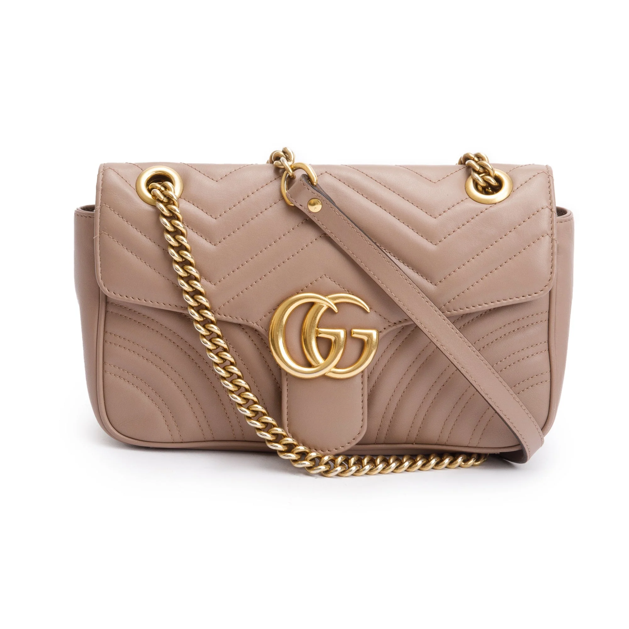 Gucci Beige GG Marmont Matelasse Small Shoulder Bag