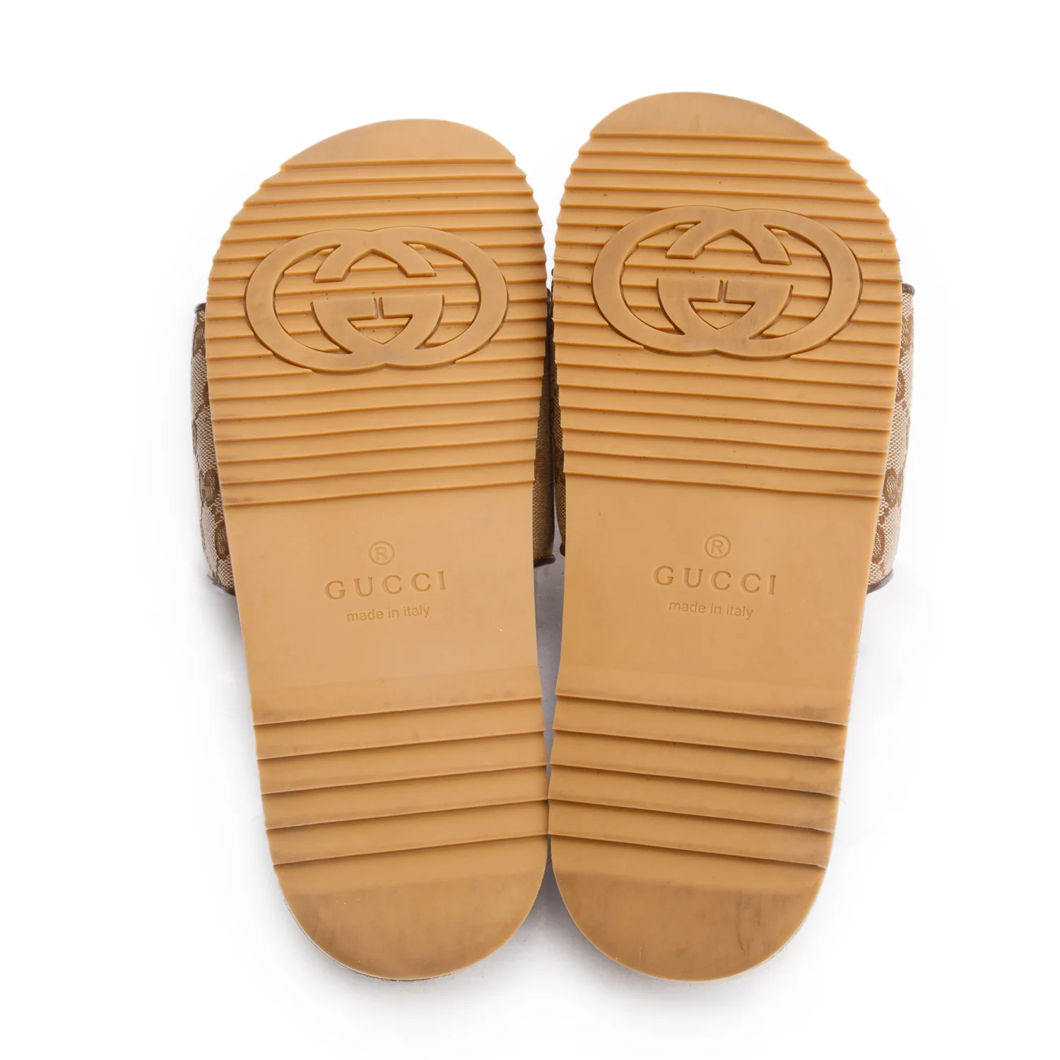 Gucci Beige GG Monogram Granada Kid Canvas Slides, Size 8 w/Box - Image 6