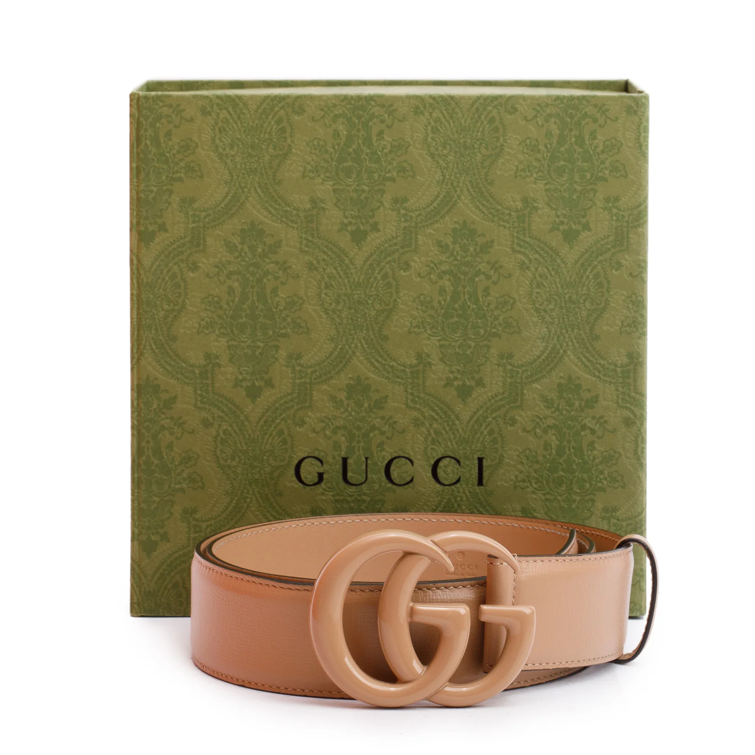 Gucci Beige Monochrome GG Marmont Wide Leather Belt 85 34 w/ Box - Image 2