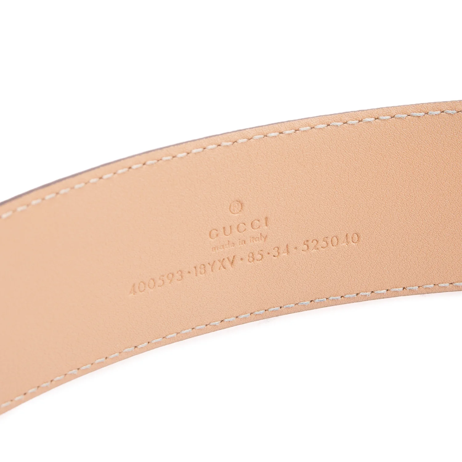 Gucci Beige Monochrome GG Marmont Wide Leather Belt 85 34 w/ Box - Image 3