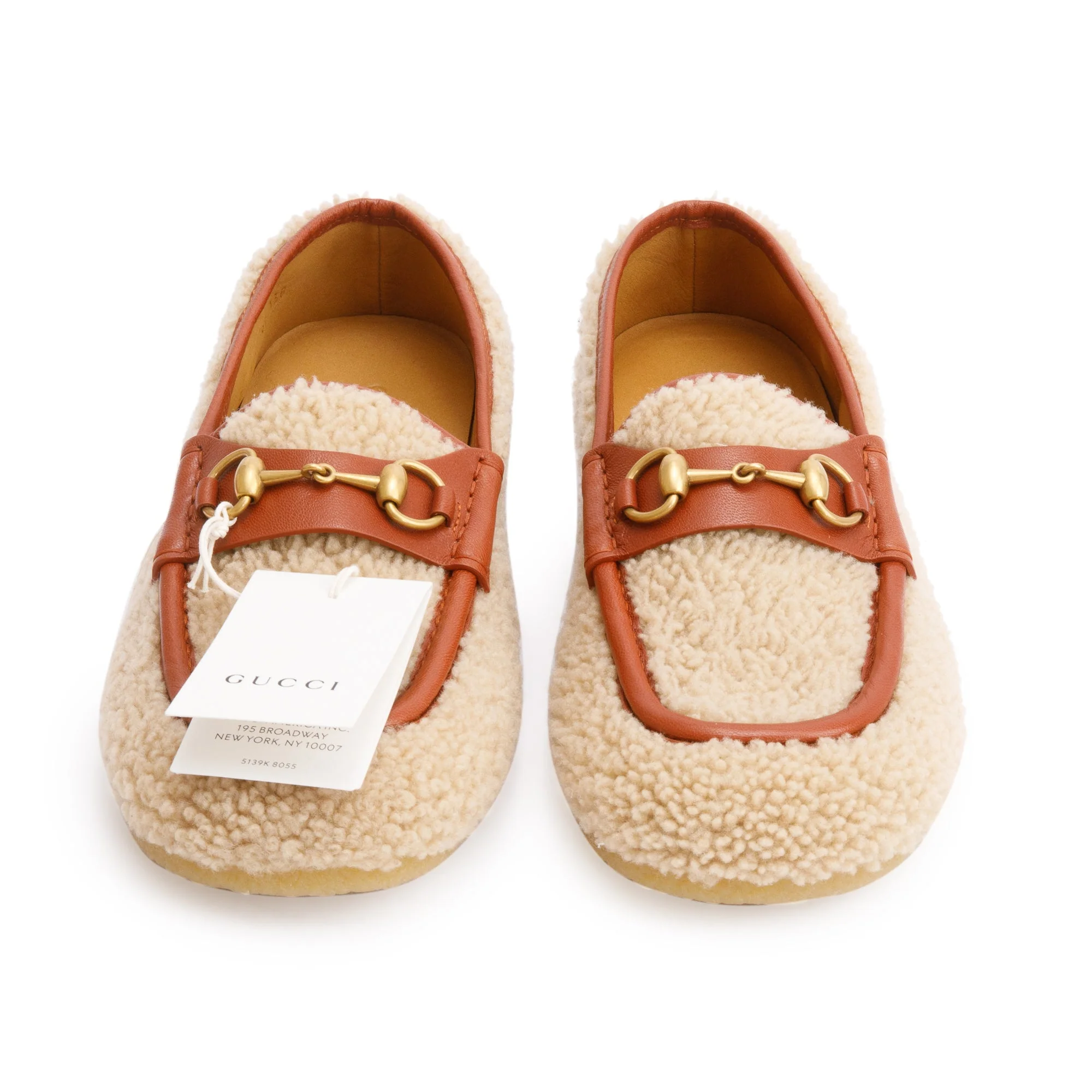 Gucci Beige Shearling Horsebit Accent Loafers, Size 9.5 w/ Box - Image 3
