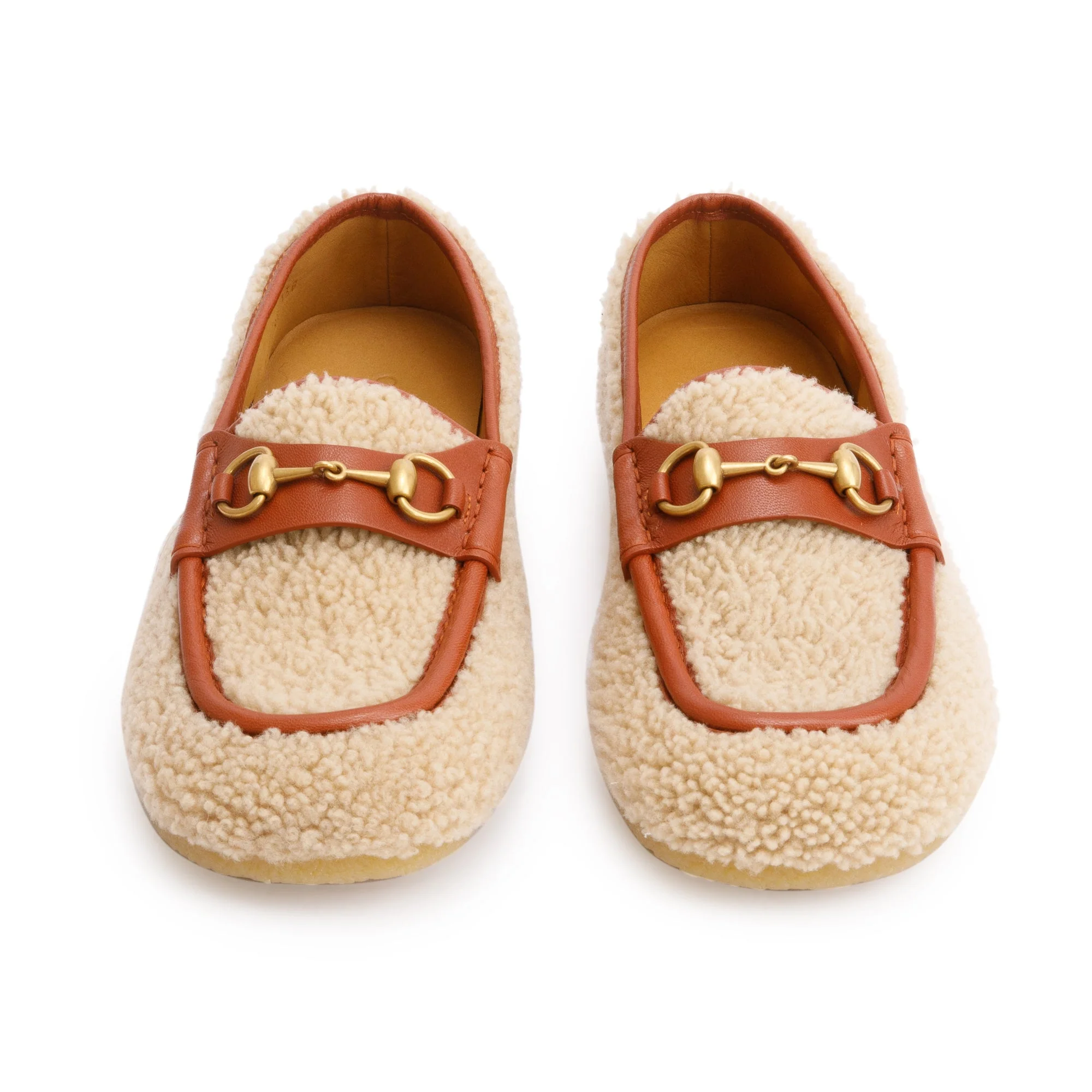 Gucci Beige Shearling Horsebit Accent Loafers, Size 9.5 w/ Box - Image 4
