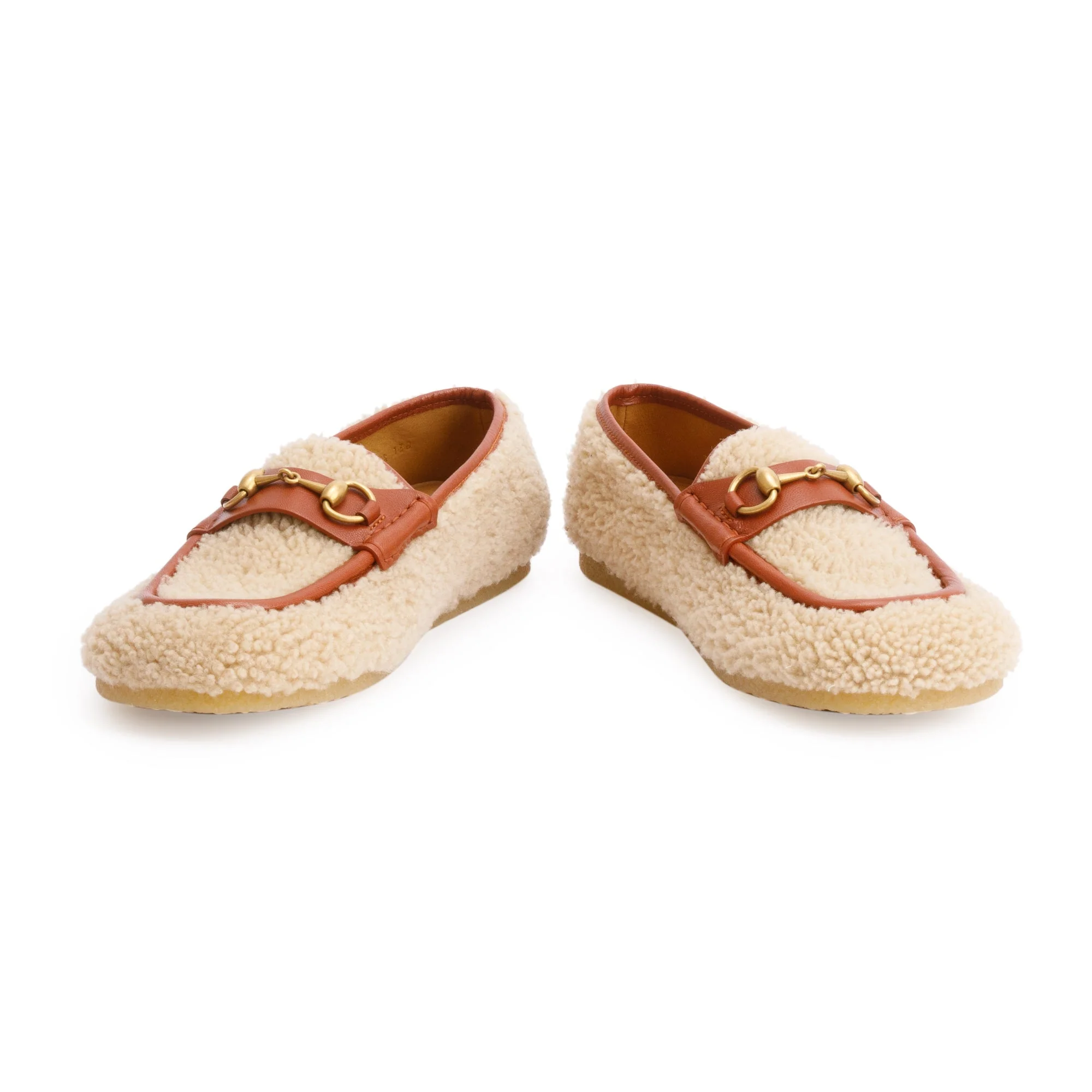 Gucci Beige Shearling Horsebit Accent Loafers, Size 9.5 w/ Box - Image 5