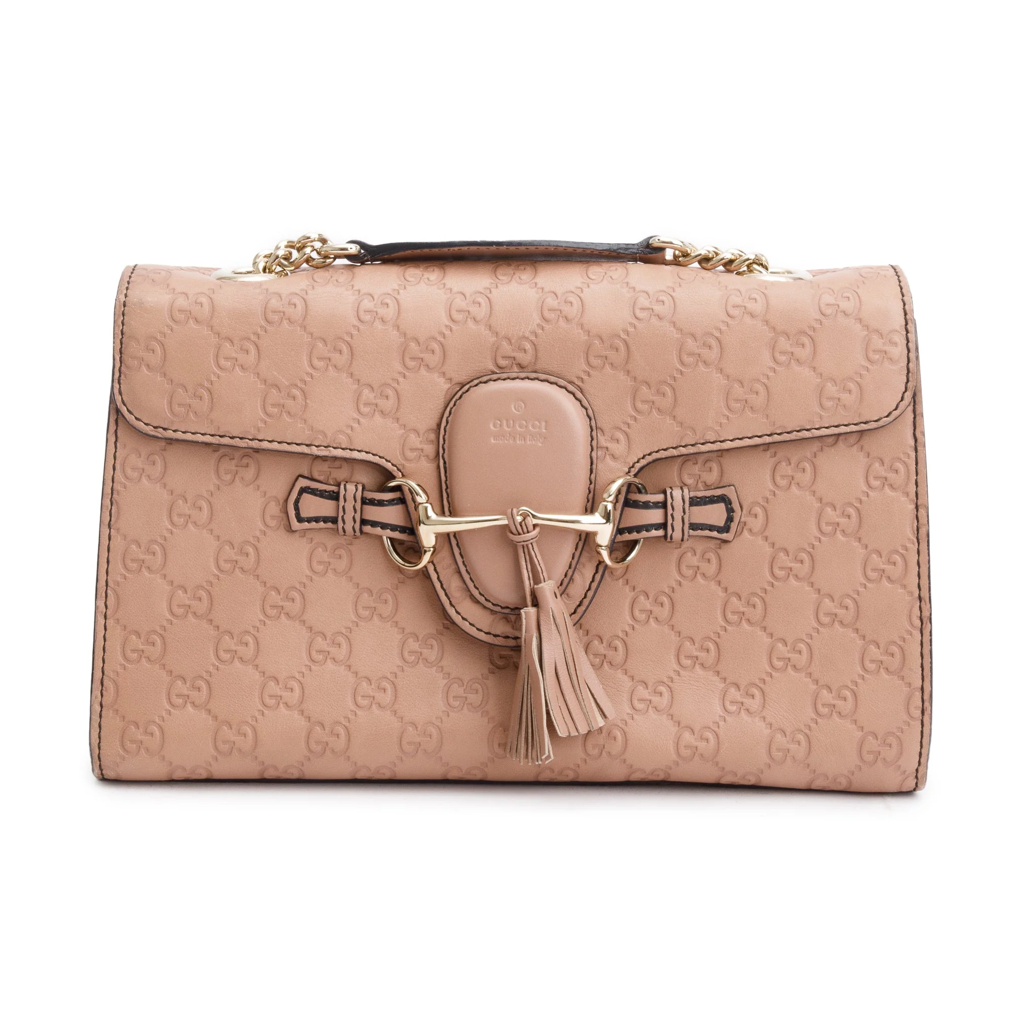 Gucci Beige Signature Leather Small Emily Chain Shoulder Bag - Image 3