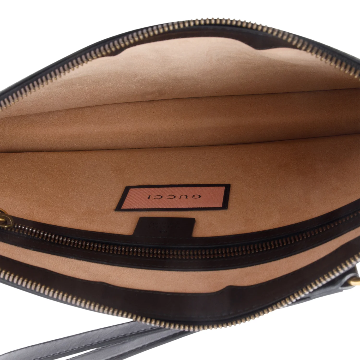 Gucci Black Calfskin Leather 'Life Is Gucci' Print Wristlet Pouch - Image 6