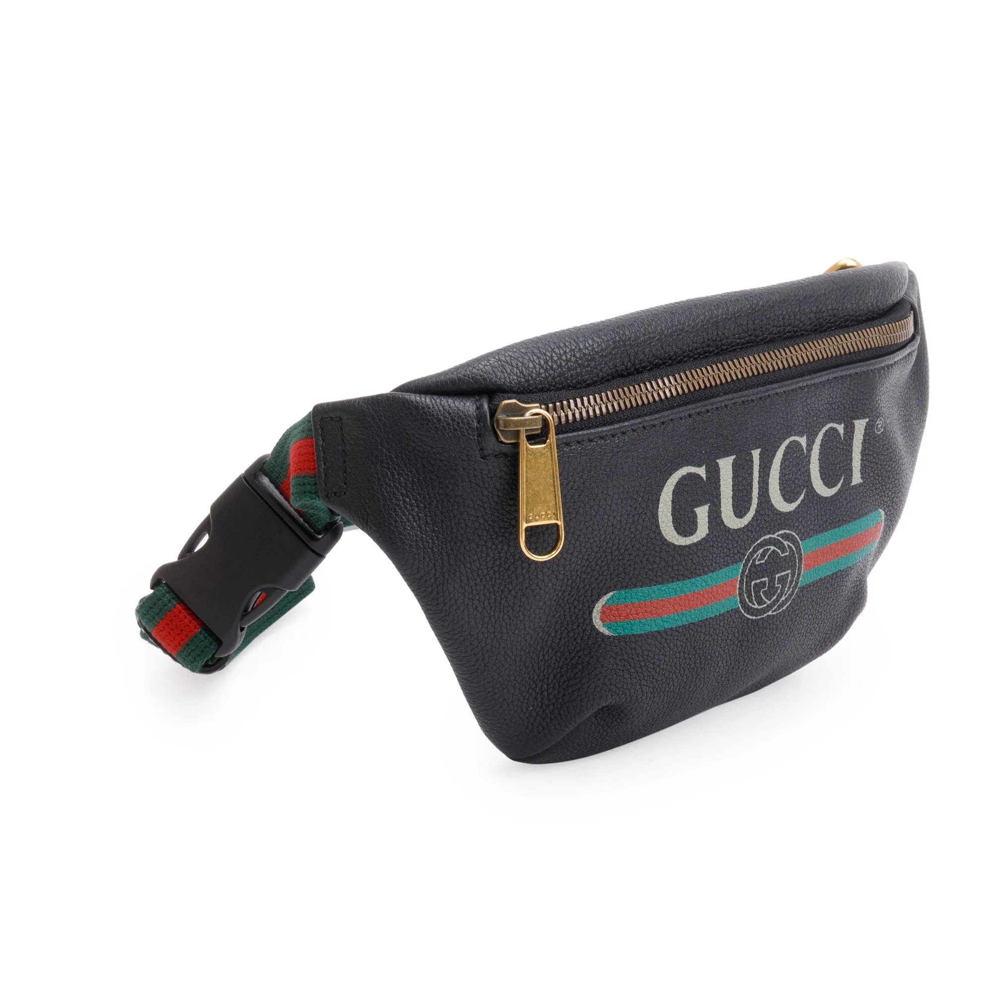 Gucci Black Calfskin Leather Logo Print Small Belt Bag - Image 2