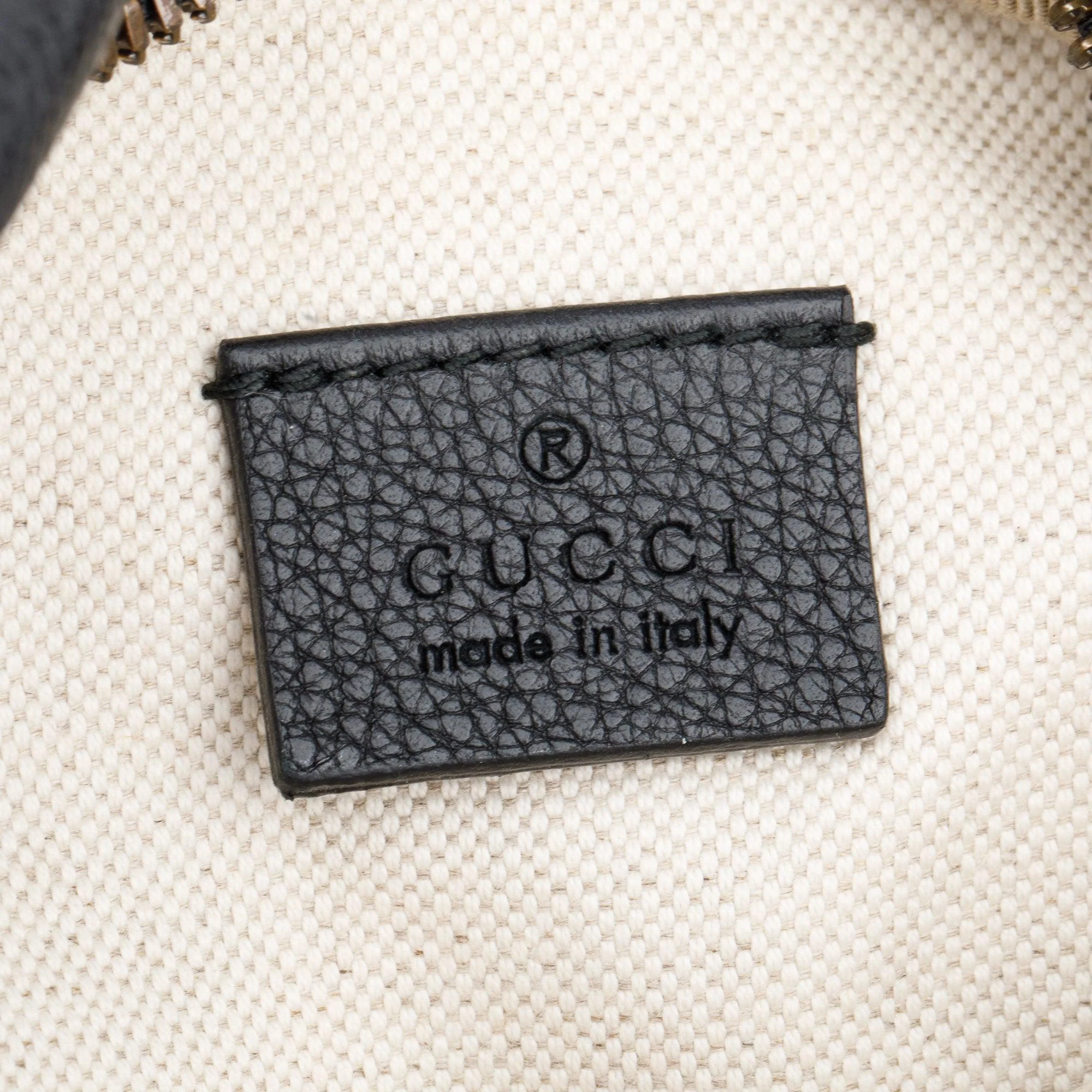 Gucci Black Calfskin Leather Logo Print Small Belt Bag - Image 6
