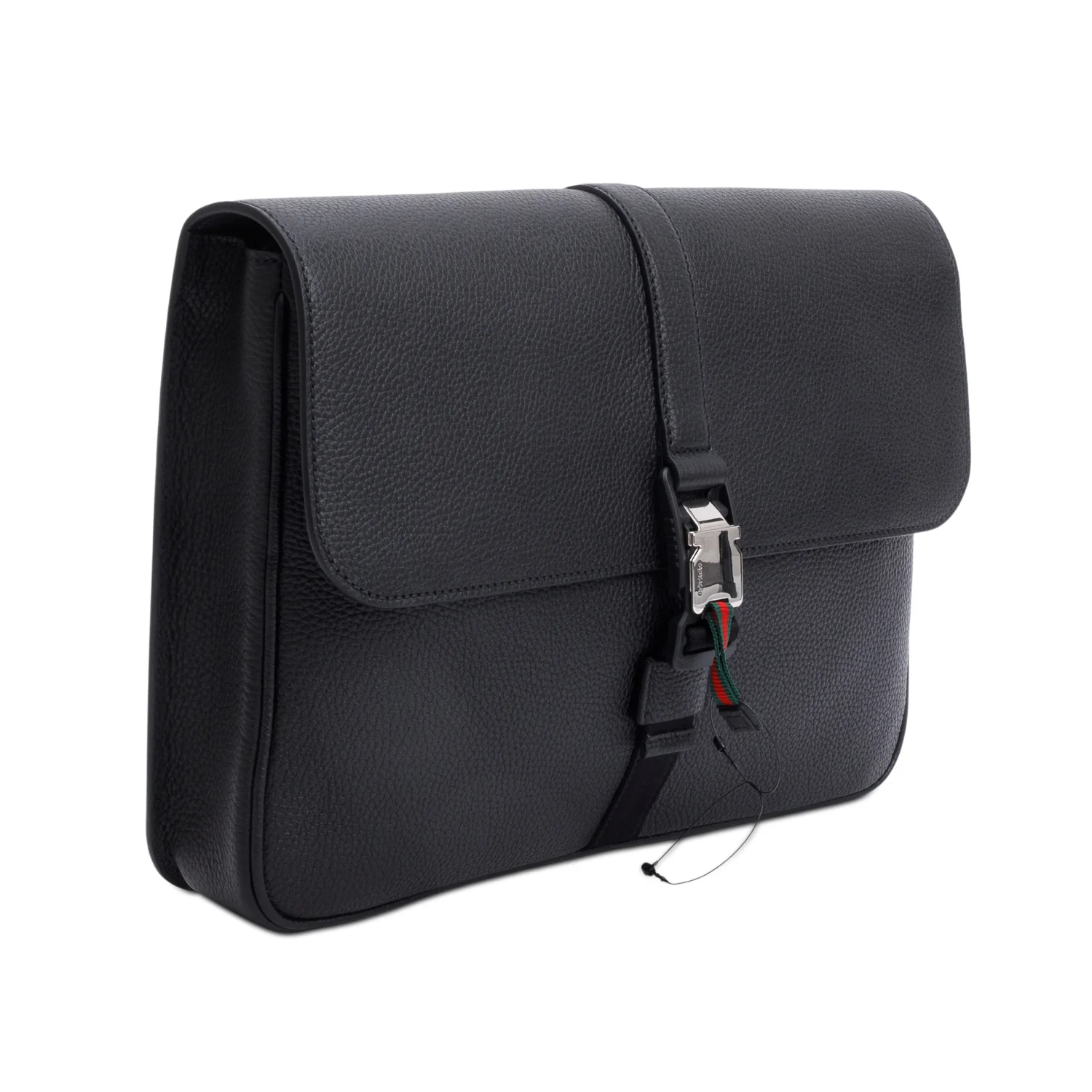 Gucci Black Calfskin Leather Web Medium Business Case - Image 2