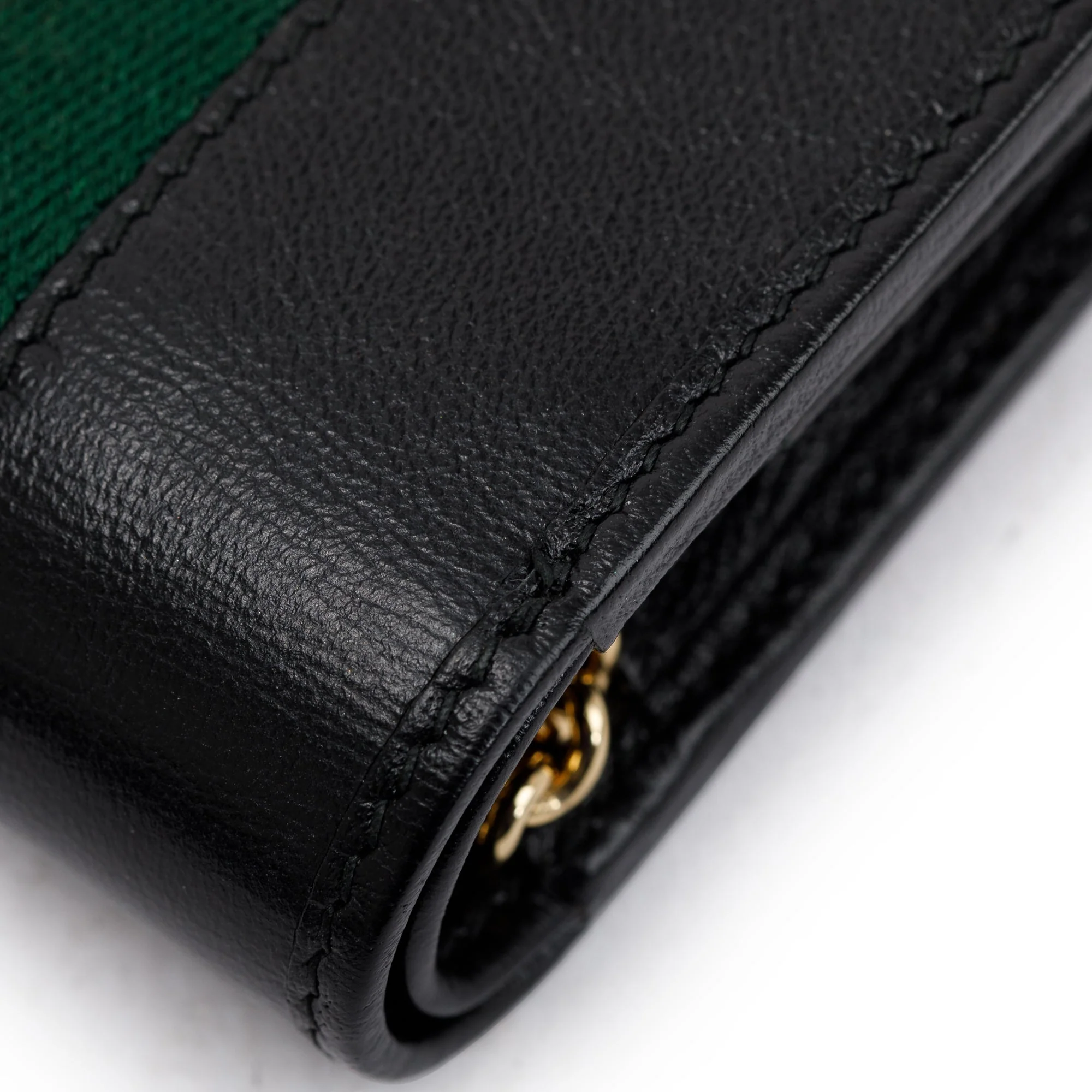 Gucci Black Calfskin Leather Web Rajah Chain Card Case Wallet - Image 5