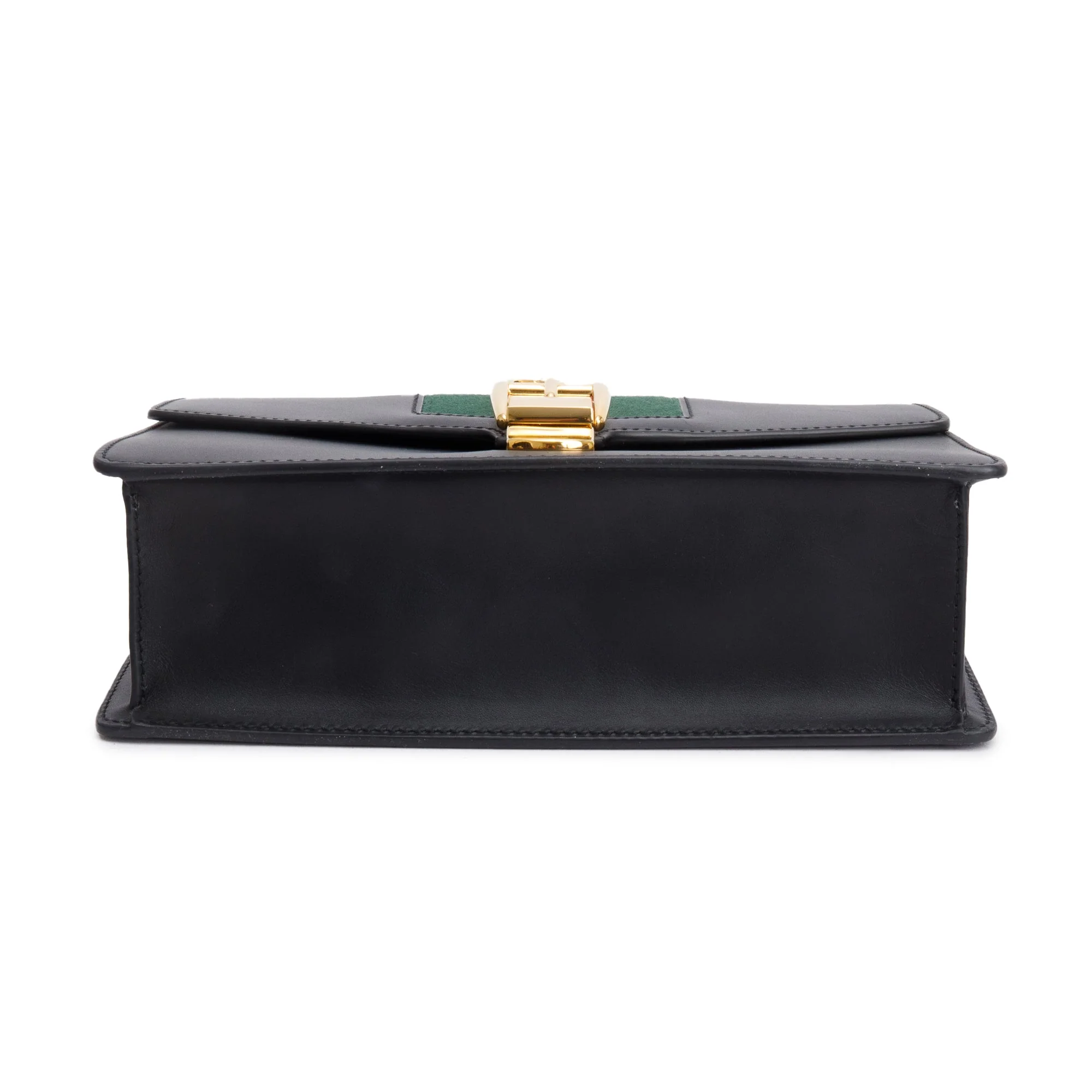 Gucci Black Calfskin Leather Web Small Sylvie Shoulder Bag - Image 7