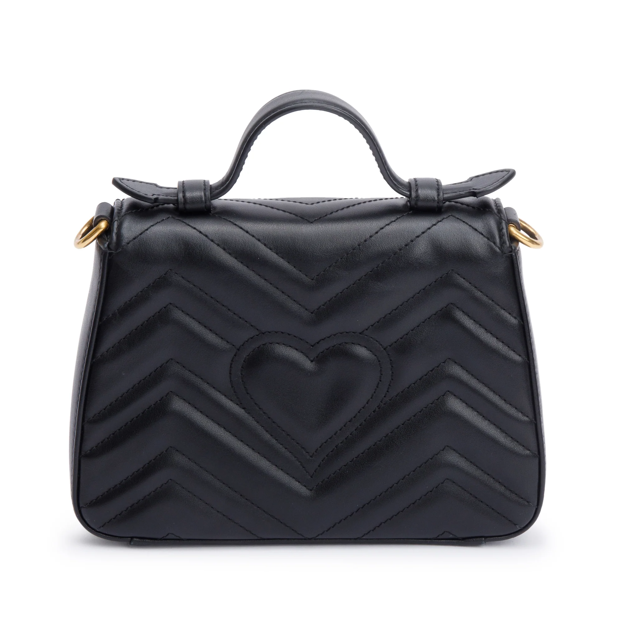 Gucci Black Calfskin Matelasse GG Marmont Mini Top Handle Shoulder Bag w/ Strap - Image 5