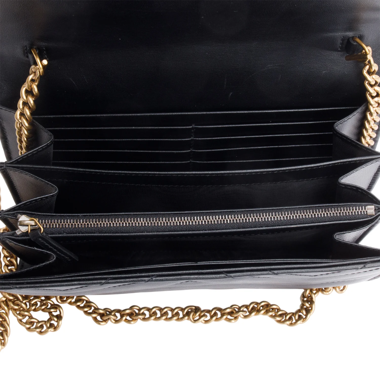 Gucci Black Calfskin Matelasse Leather GG Marmont Chain Wallet w/ Box - Image 9