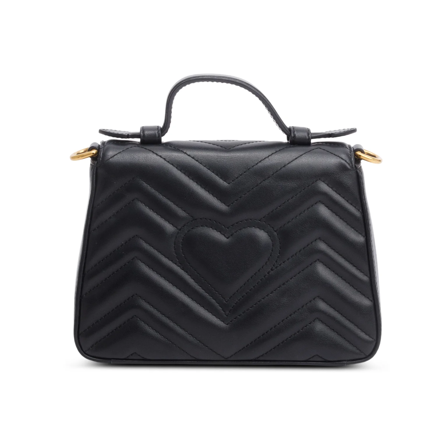 Gucci Black Calfskin Matelasse Mini GG Marmont Top Handle Shoulder Bag w/ Box & Strap - Image 6