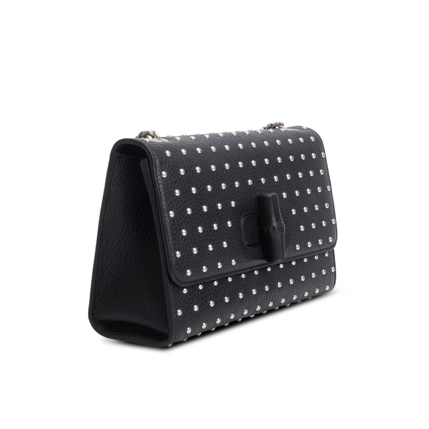 Gucci Black Calfskin Studded Medium Miss Bamboo Shoulder Bag - Image 4