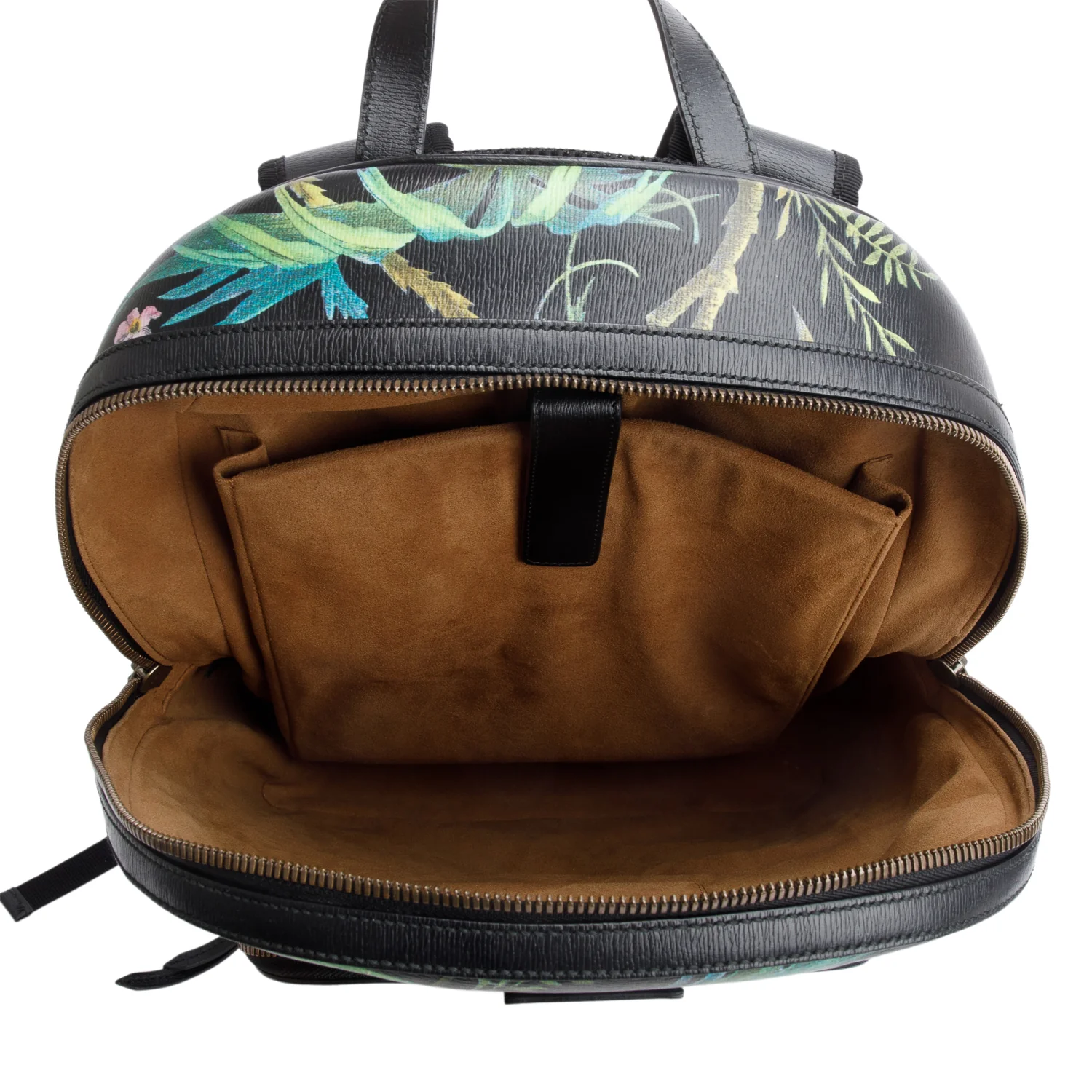 Gucci Black Calfskin Tropical Print Medium Day Backpack - Image 6